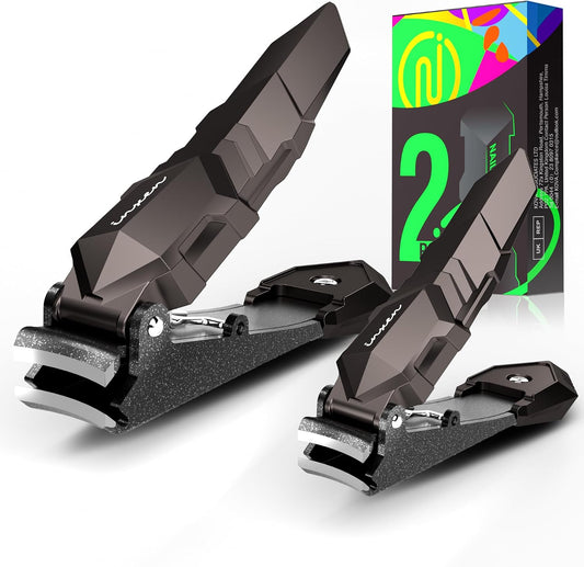 Nail Clippers for Men with Catcher – No Splash, Self-Collecting Premium Steel Nail Clippers for Fingernails & Toenails, Perfect Gifts for Him, Great Gadget & Stocking fillers for Men Gift