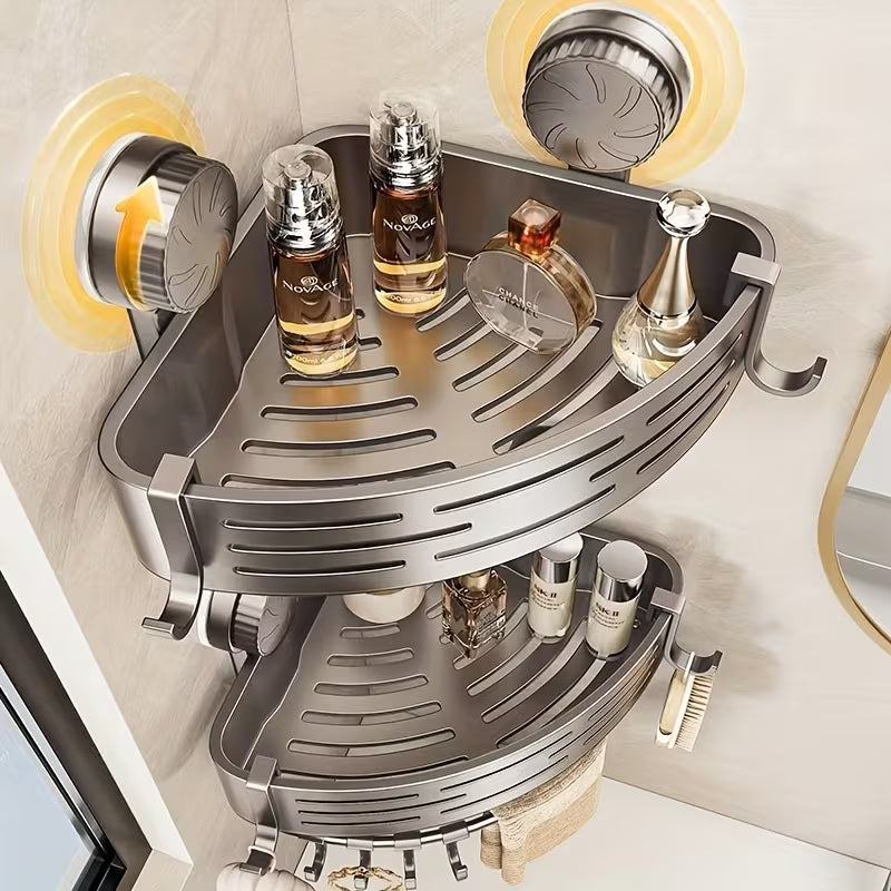 Space-Saving Suction Cup Bathroom Shelf