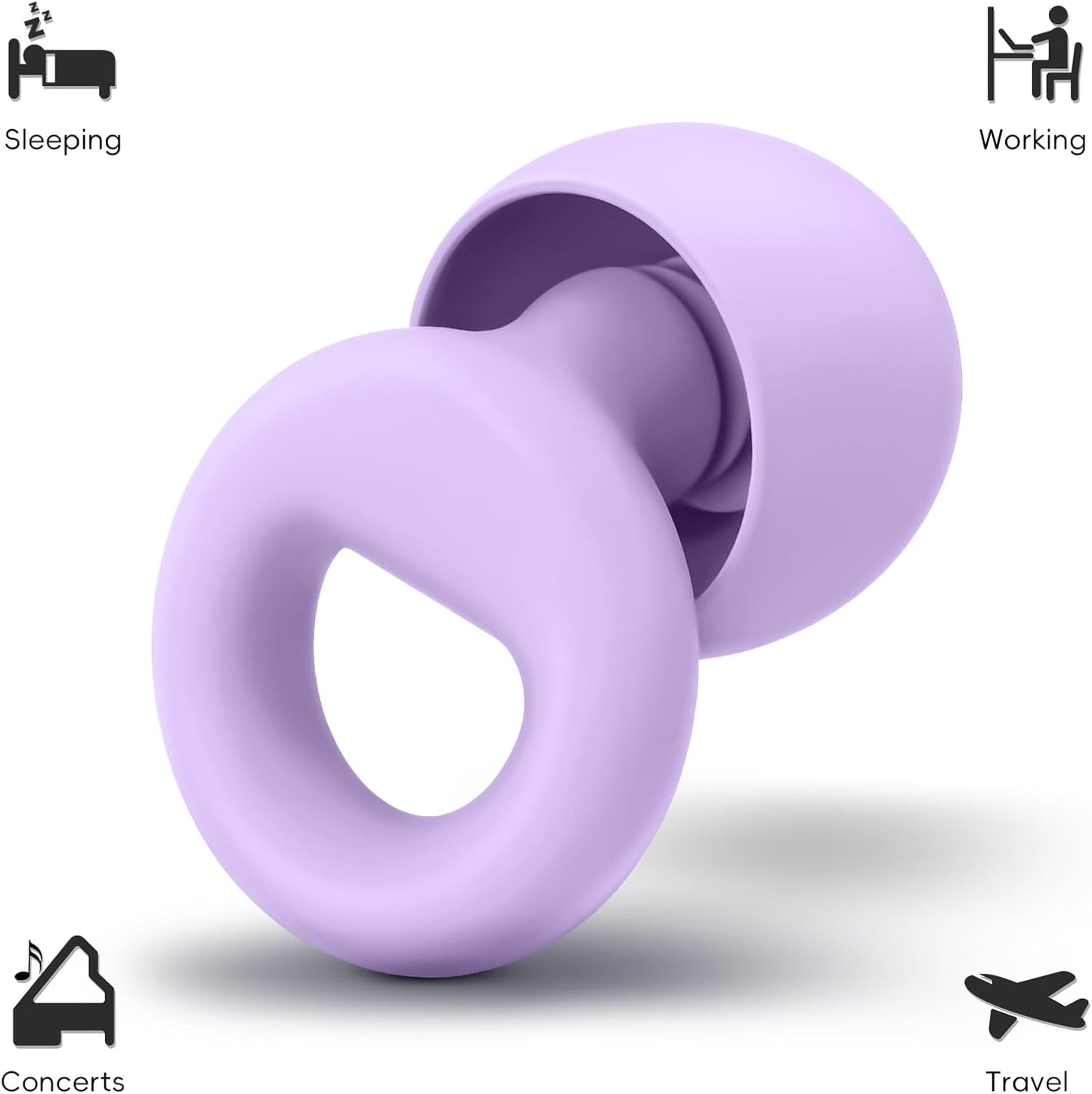 HOYIO Ear Plugs for Noise Reduction–Super Soft, Reusable Hearing Protection in Flexible Silicone for Sleep, Noise Sensitivity & Flights-8 Ear Tips in XS/S/M/L–27dB Noise Cancelling–Light Blue