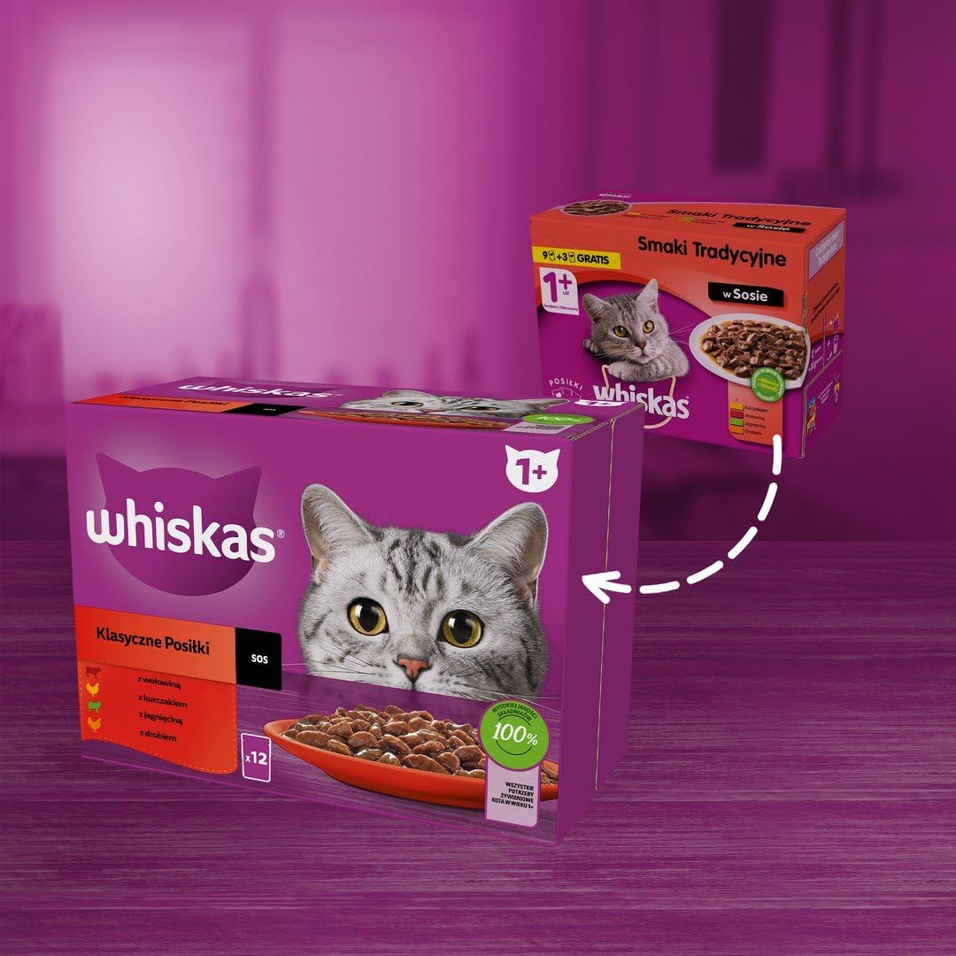 whiskas 1 plus Adult Mixed Selection in Jelly 84 Pouches, Adult Wet Cat Food, Megapack (84 x 85 g)