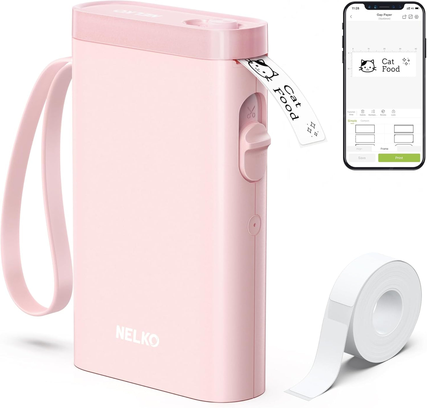 Nelko Label Maker P21 Portable Bluetooth Sticker Printer with Tape, Wireless Mini Label Makers for Organizing Storage Barcode Office Home, White