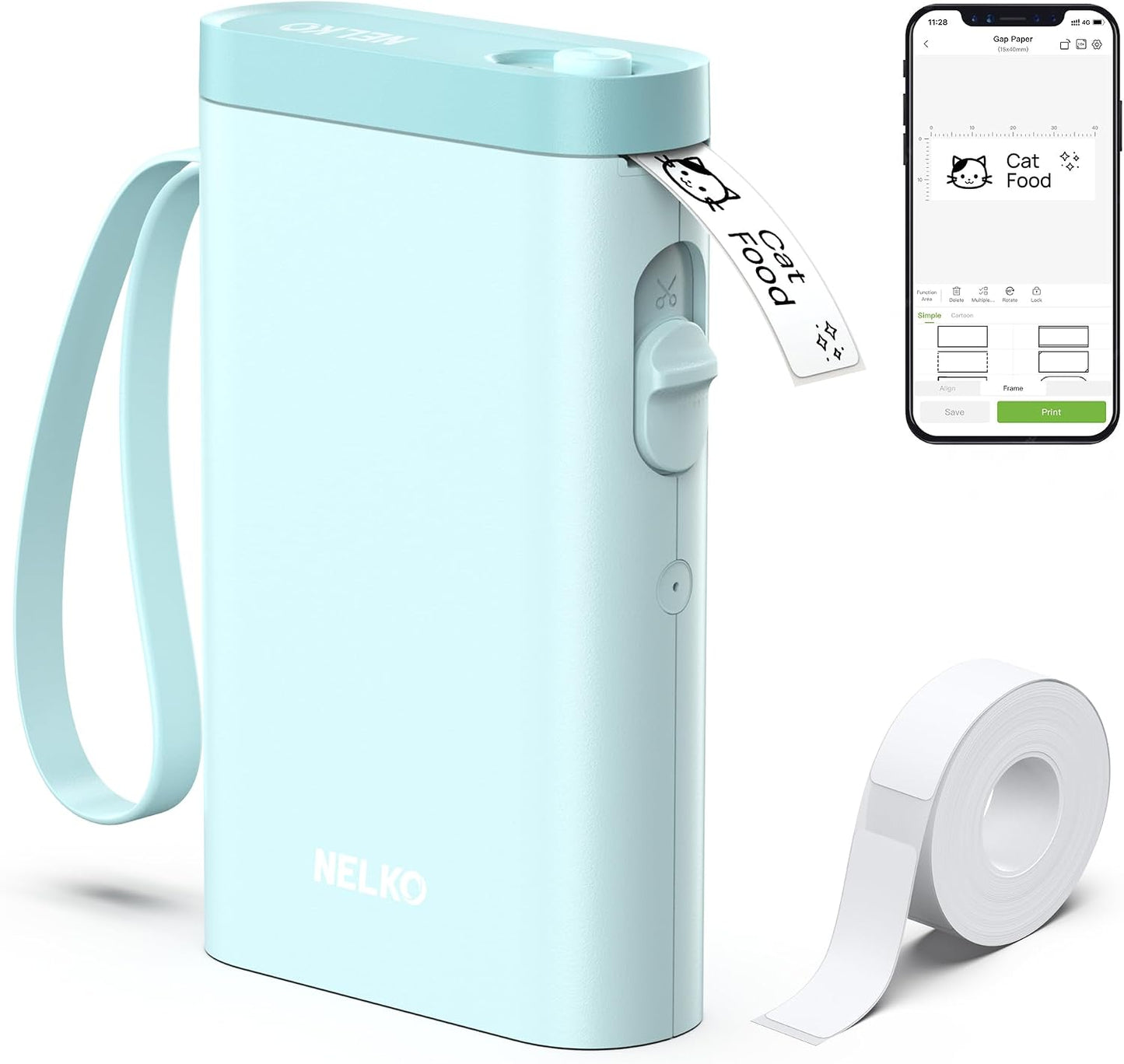 Nelko Label Maker P21 Portable Bluetooth Sticker Printer with Tape, Wireless Mini Label Makers for Organizing Storage Barcode Office Home, White