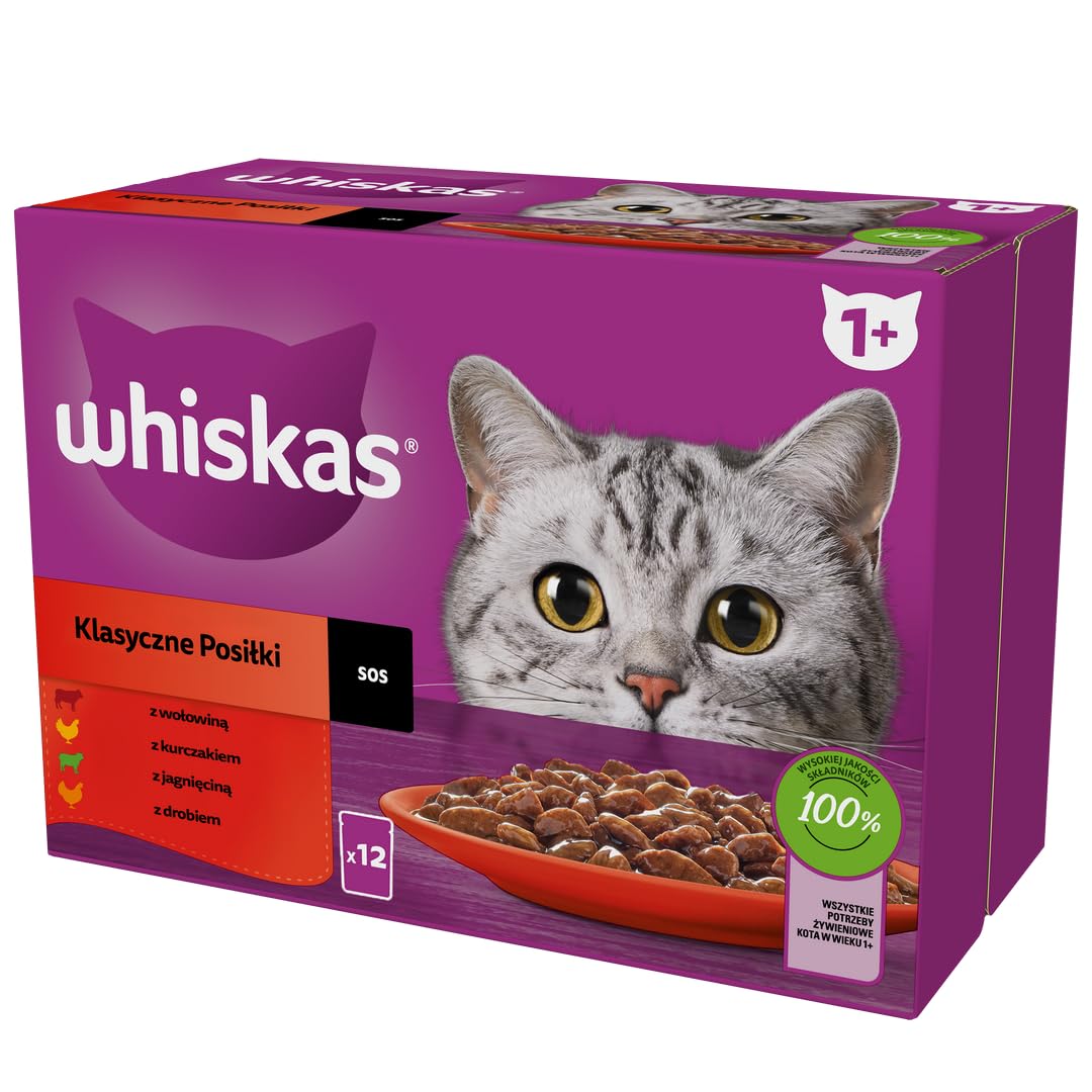 whiskas 1 plus Adult Mixed Selection in Jelly 84 Pouches, Adult Wet Cat Food, Megapack (84 x 85 g)
