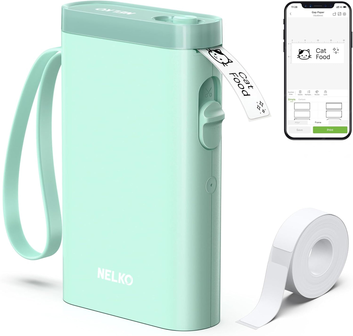 Nelko Label Maker P21 Portable Bluetooth Sticker Printer with Tape, Wireless Mini Label Makers for Organizing Storage Barcode Office Home, White