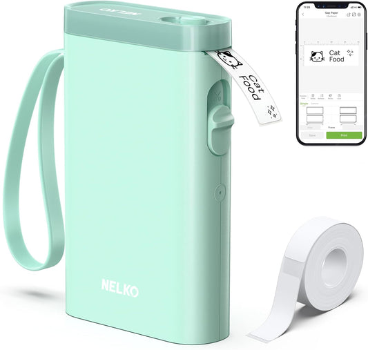 Nelko Label Maker P21 Portable Bluetooth Sticker Printer with Tape, Wireless Mini Label Makers for Organizing Storage Barcode Office Home, White