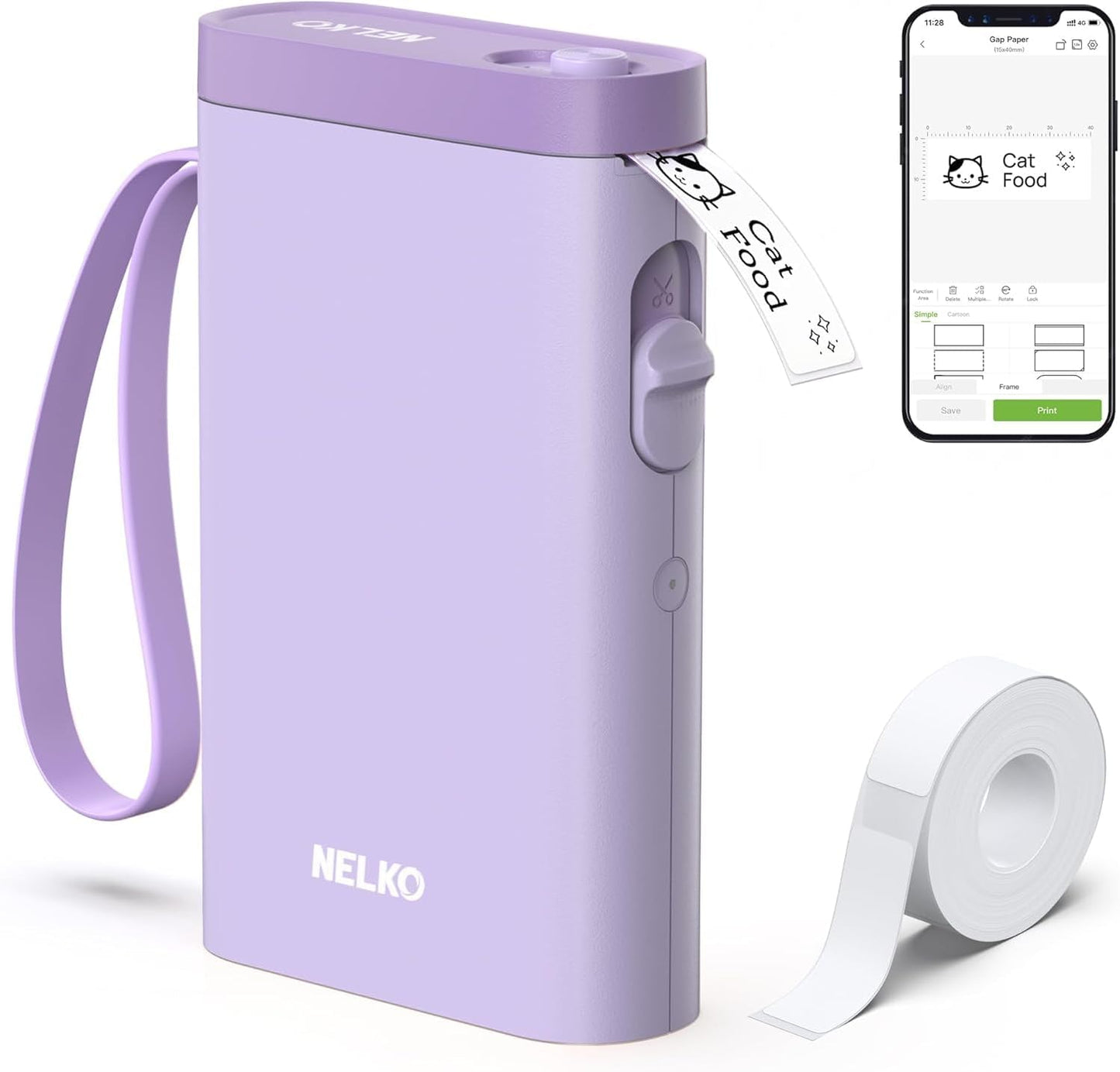 Nelko Label Maker P21 Portable Bluetooth Sticker Printer with Tape, Wireless Mini Label Makers for Organizing Storage Barcode Office Home, White