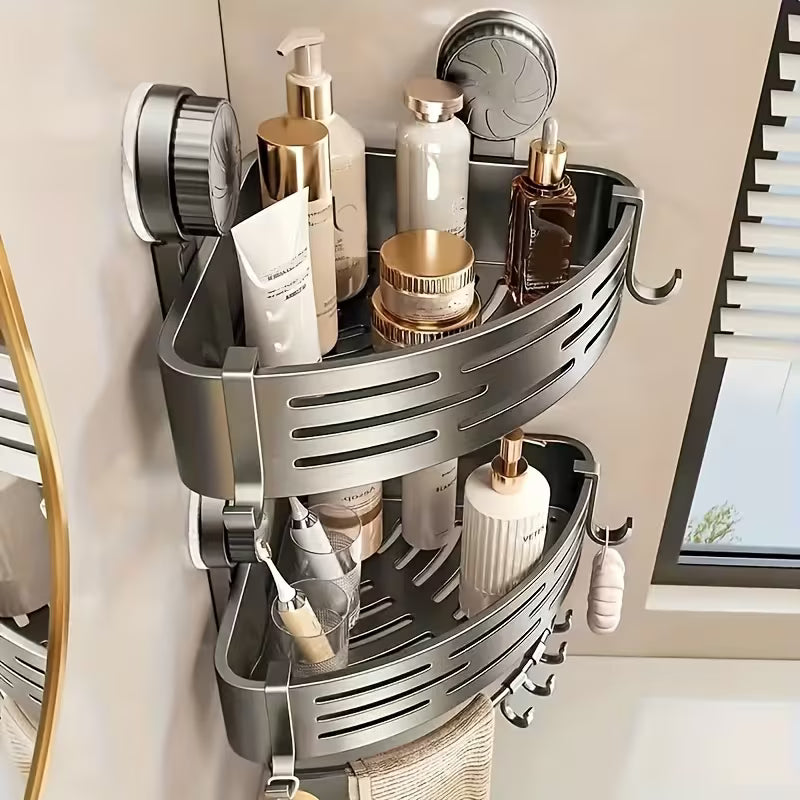 Space-Saving Suction Cup Bathroom Shelf