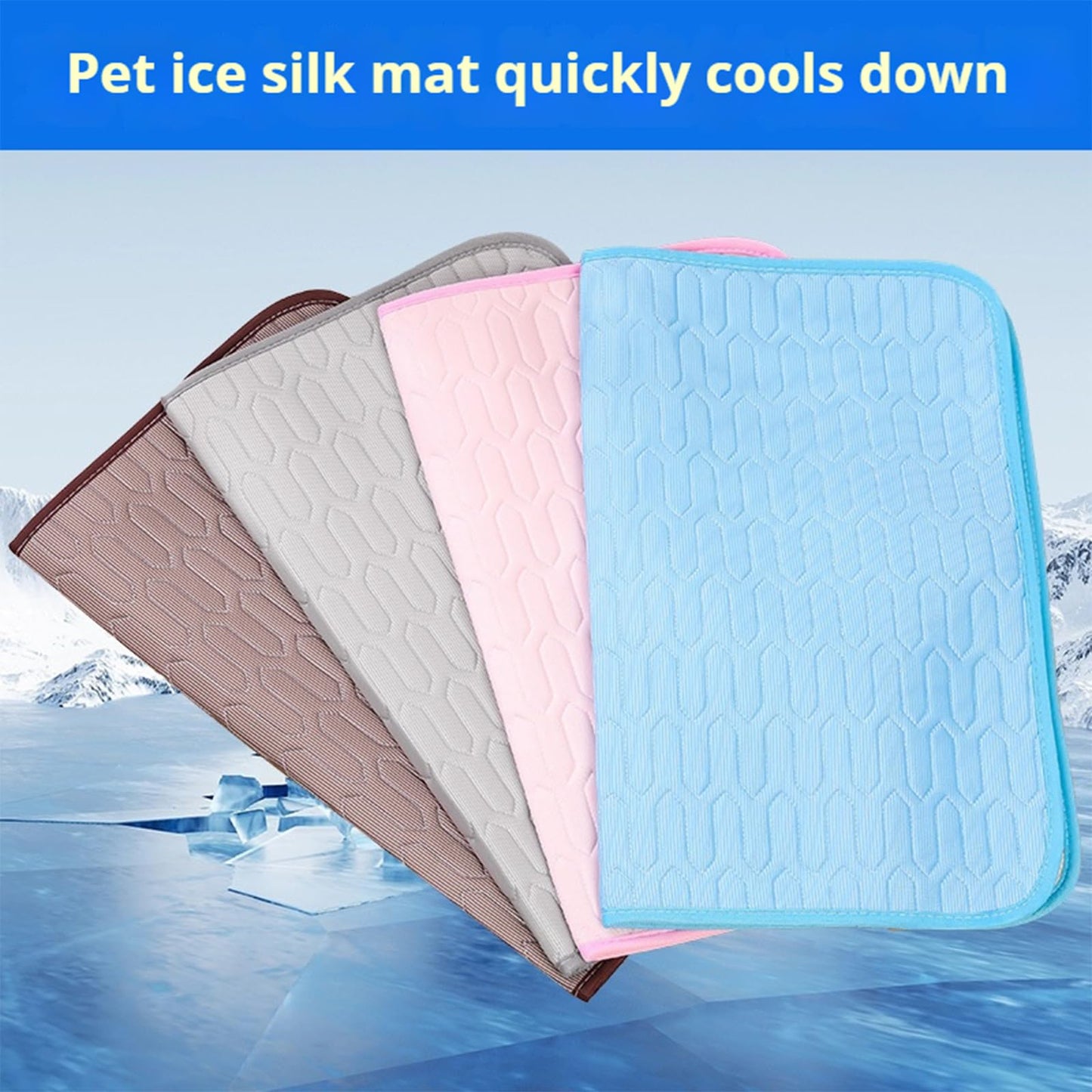 Dog Cooling Mat, Pet Cooling Mat for Cats, Cool Blanket or Large Dogs In Hot Summer, Durable Cool Pad Waterproof & Easy Clean. (Blue,M)