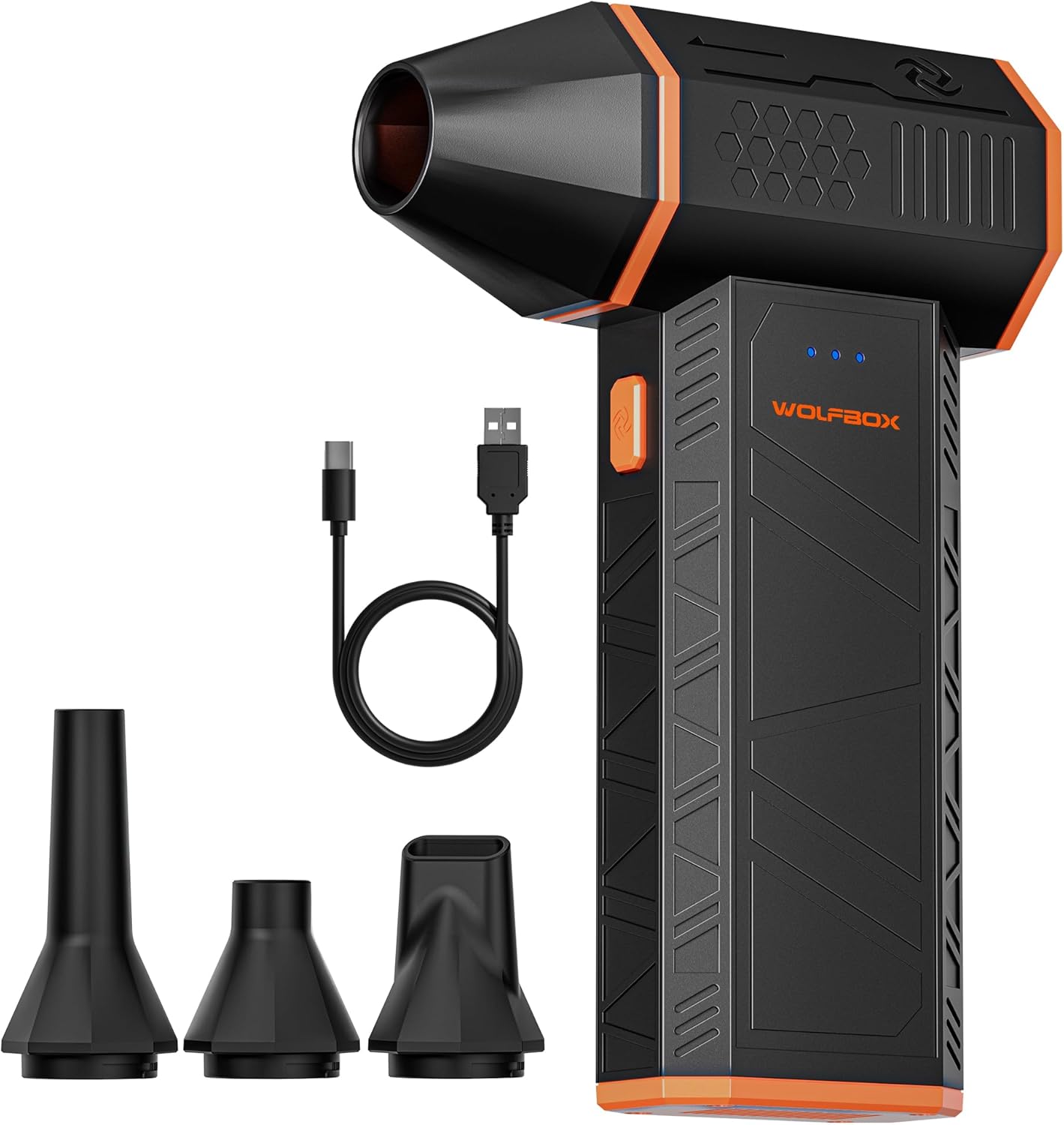 WOLFBOX MF50 Compressed Air Duster-110000RPM Super Power Air Cleaner for PC | 3-Speed Rechargeable, Mini Blower with Fast Charging, Dust Blower for Keyboard, House, Outdoor and Car