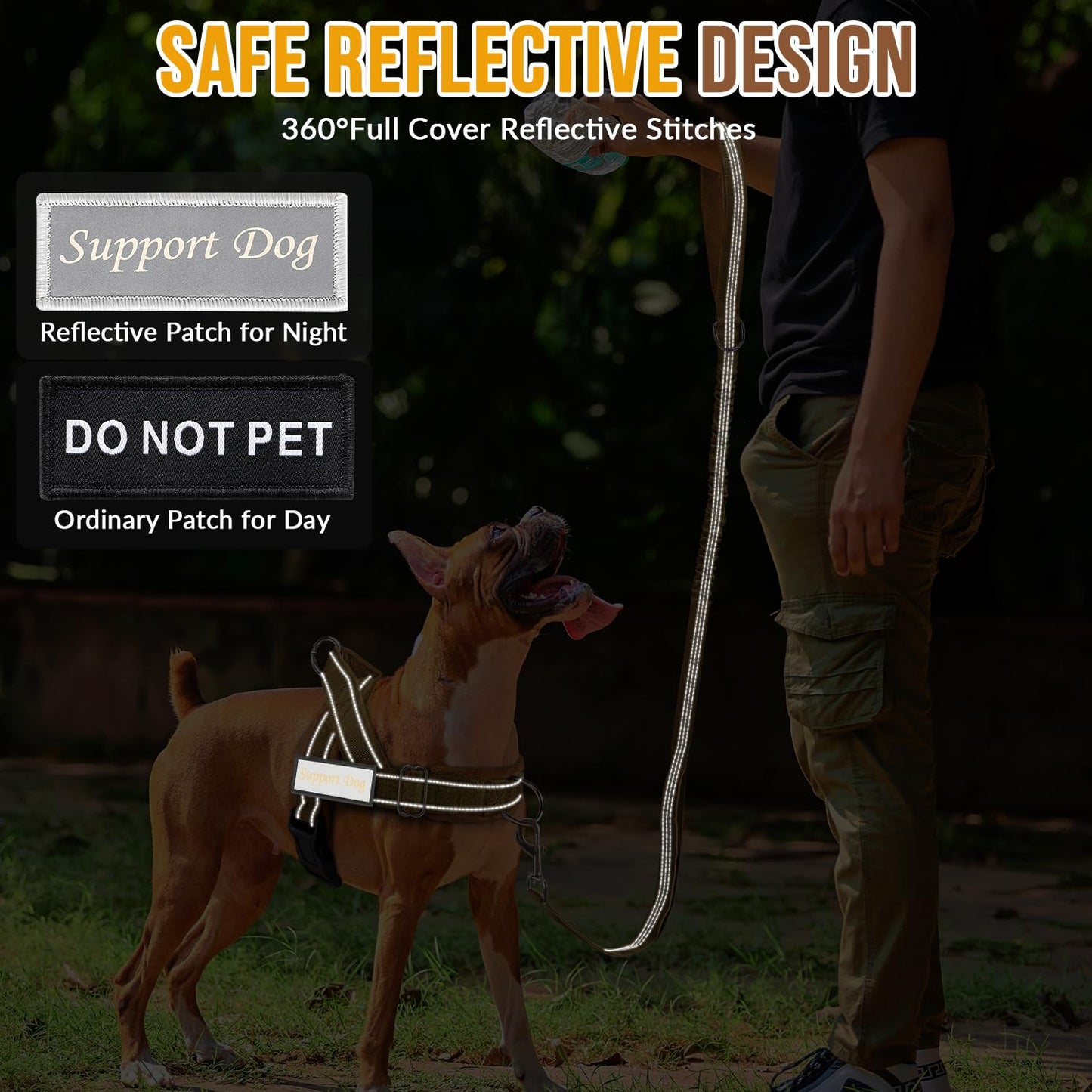 Eyein No Pull Harness for Dogs - Heavy Duty Soft Padded Pet Vest and Lead Set for Medium Large Dog, Adjustable Reflective Anti-pull with Front Clip for Walking Training(Black,L)