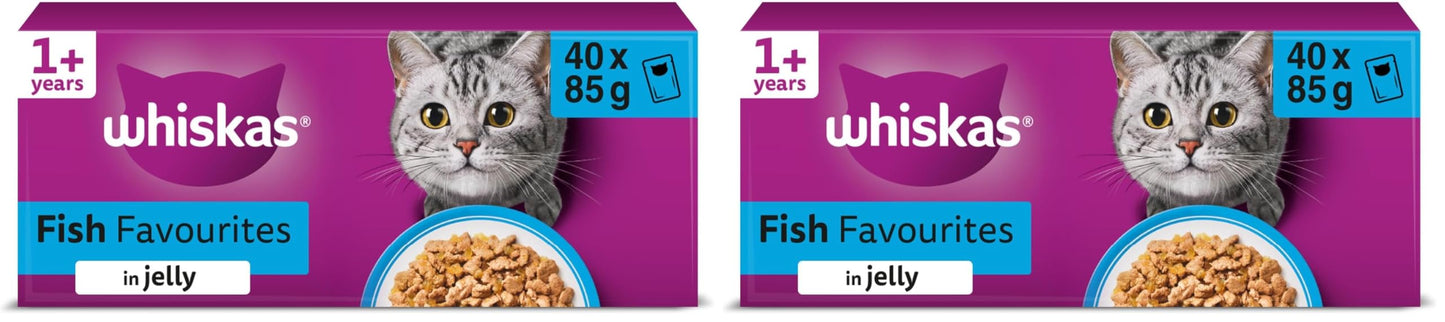 whiskas 1 plus Adult Mixed Selection in Jelly 84 Pouches, Adult Wet Cat Food, Megapack (84 x 85 g)