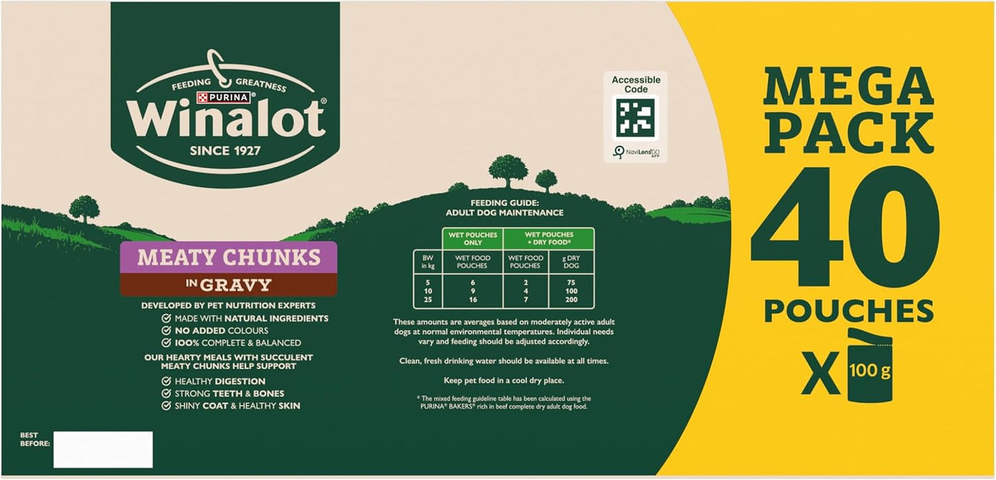 WINALOT Sunday Dinner Mixed in Gravy Wet Dog Food 40x100g