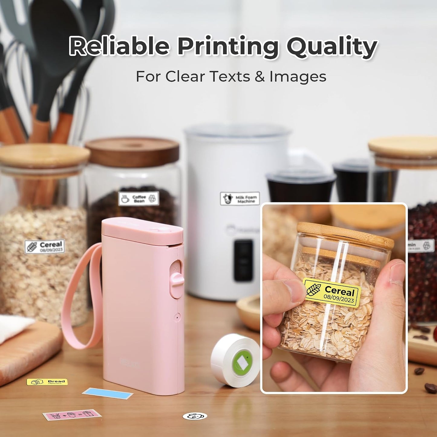 Nelko Label Maker P21 Portable Bluetooth Sticker Printer with Tape, Wireless Mini Label Makers for Organizing Storage Barcode Office Home, White