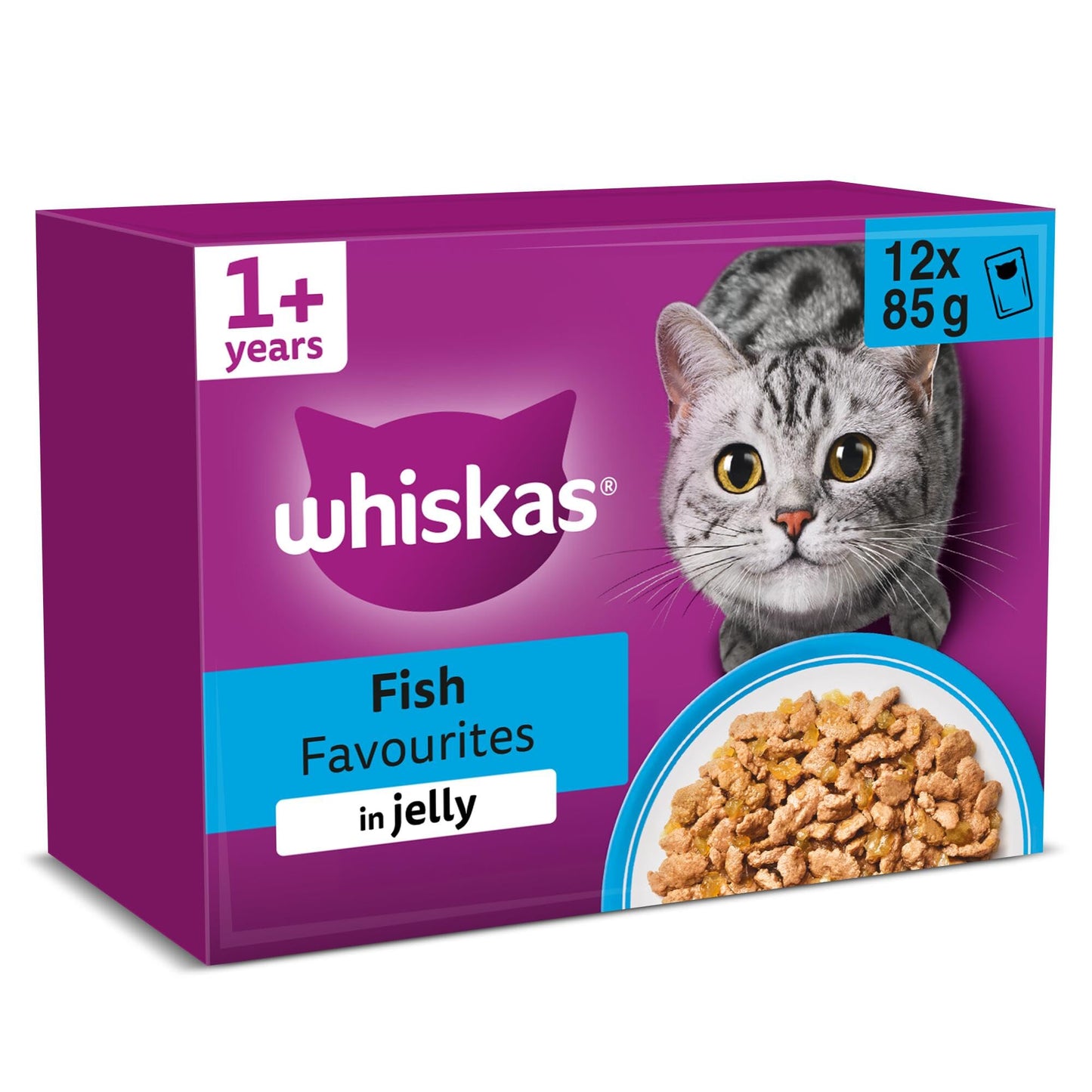 whiskas 1 plus Adult Mixed Selection in Jelly 84 Pouches, Adult Wet Cat Food, Megapack (84 x 85 g)