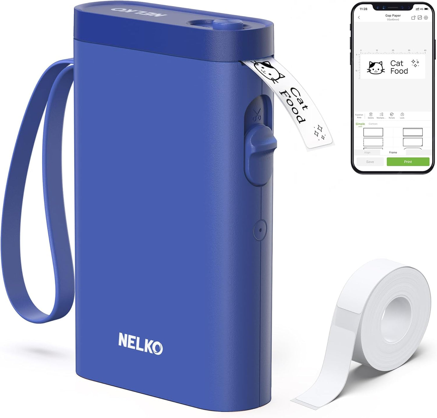 Nelko Label Maker P21 Portable Bluetooth Sticker Printer with Tape, Wireless Mini Label Makers for Organizing Storage Barcode Office Home, White
