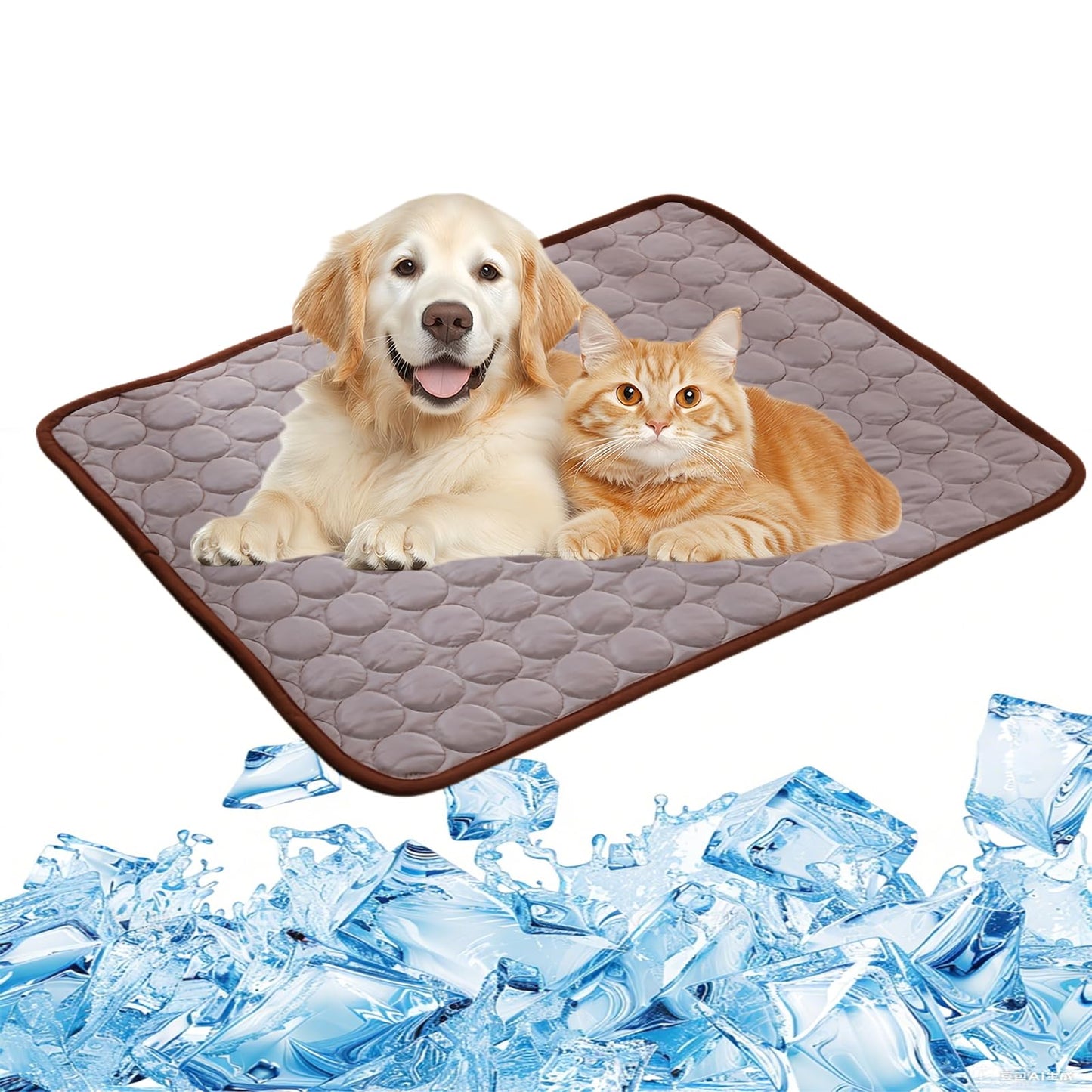 Dog Cooling Mat, Pet Cooling Mat for Cats, Cool Blanket or Large Dogs In Hot Summer, Durable Cool Pad Waterproof & Easy Clean. (Blue,M)