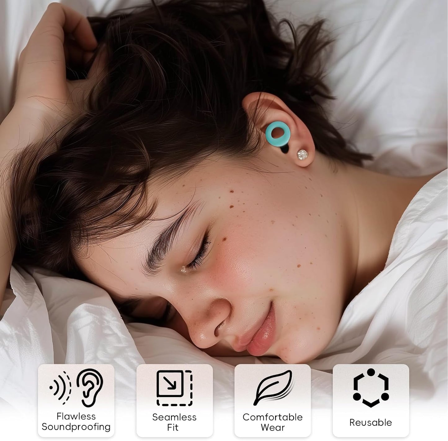 HOYIO Ear Plugs for Noise Reduction–Super Soft, Reusable Hearing Protection in Flexible Silicone for Sleep, Noise Sensitivity & Flights-8 Ear Tips in XS/S/M/L–27dB Noise Cancelling–Light Blue