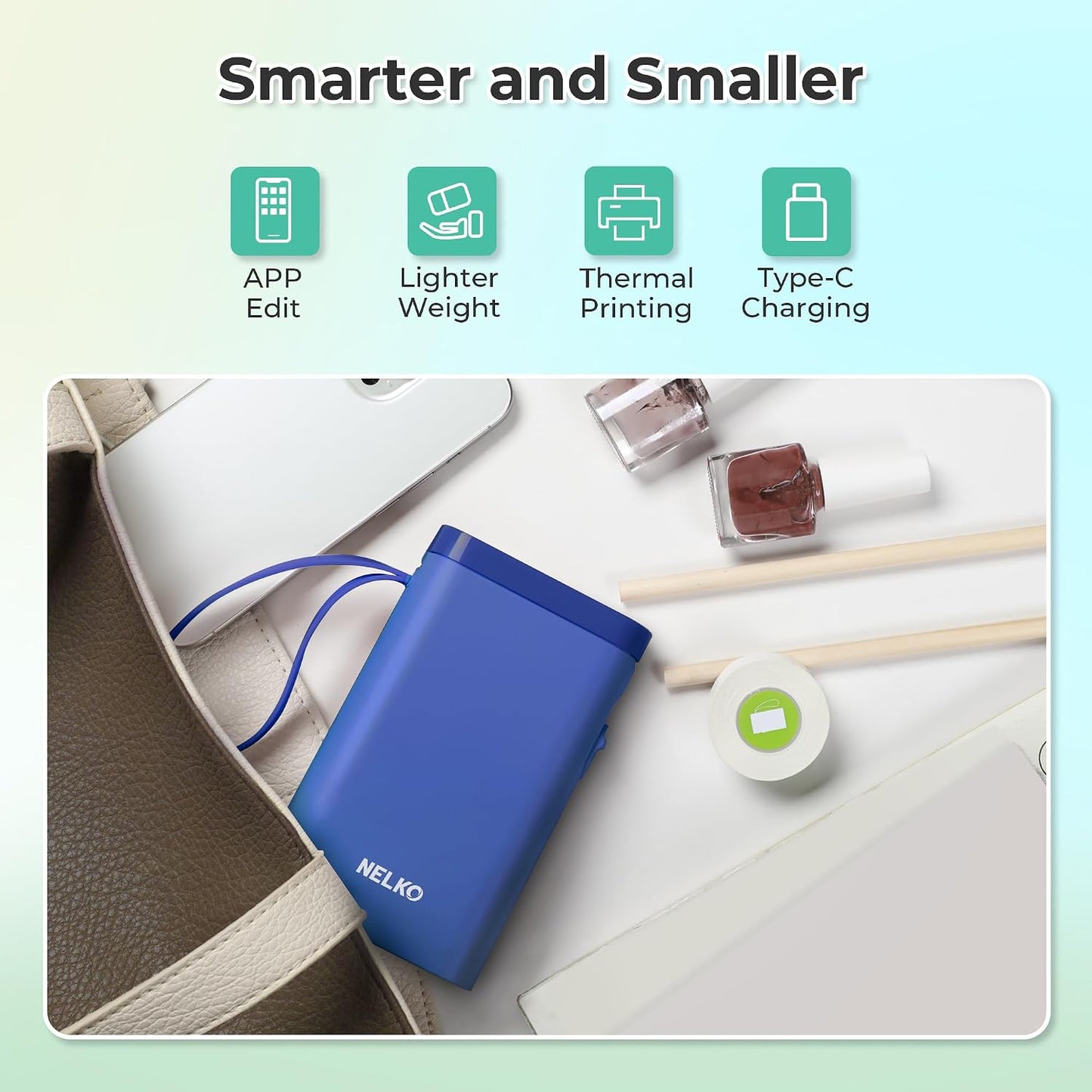 Nelko Label Maker P21 Portable Bluetooth Sticker Printer with Tape, Wireless Mini Label Makers for Organizing Storage Barcode Office Home, White
