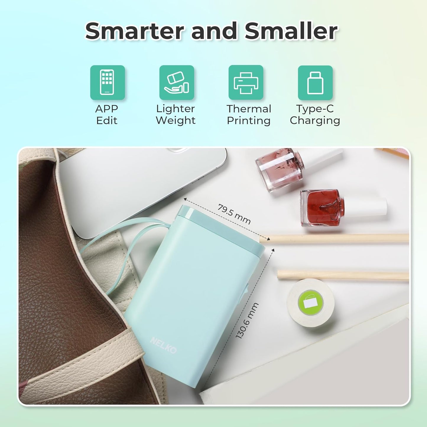 Nelko Label Maker P21 Portable Bluetooth Sticker Printer with Tape, Wireless Mini Label Makers for Organizing Storage Barcode Office Home, White