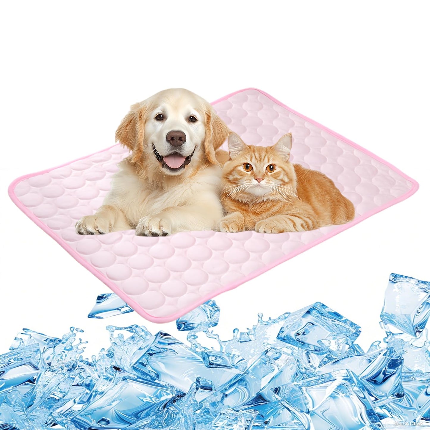 Dog Cooling Mat, Pet Cooling Mat for Cats, Cool Blanket or Large Dogs In Hot Summer, Durable Cool Pad Waterproof & Easy Clean. (Blue,M)