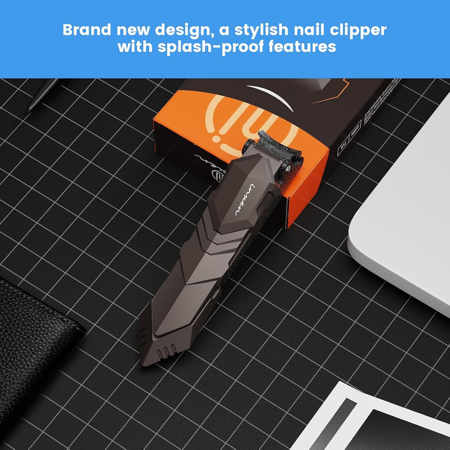 Nail Clippers for Men with Catcher – No Splash, Self-Collecting Premium Steel Nail Clippers for Fingernails & Toenails, Perfect Gifts for Him, Great Gadget & Stocking fillers for Men Gift