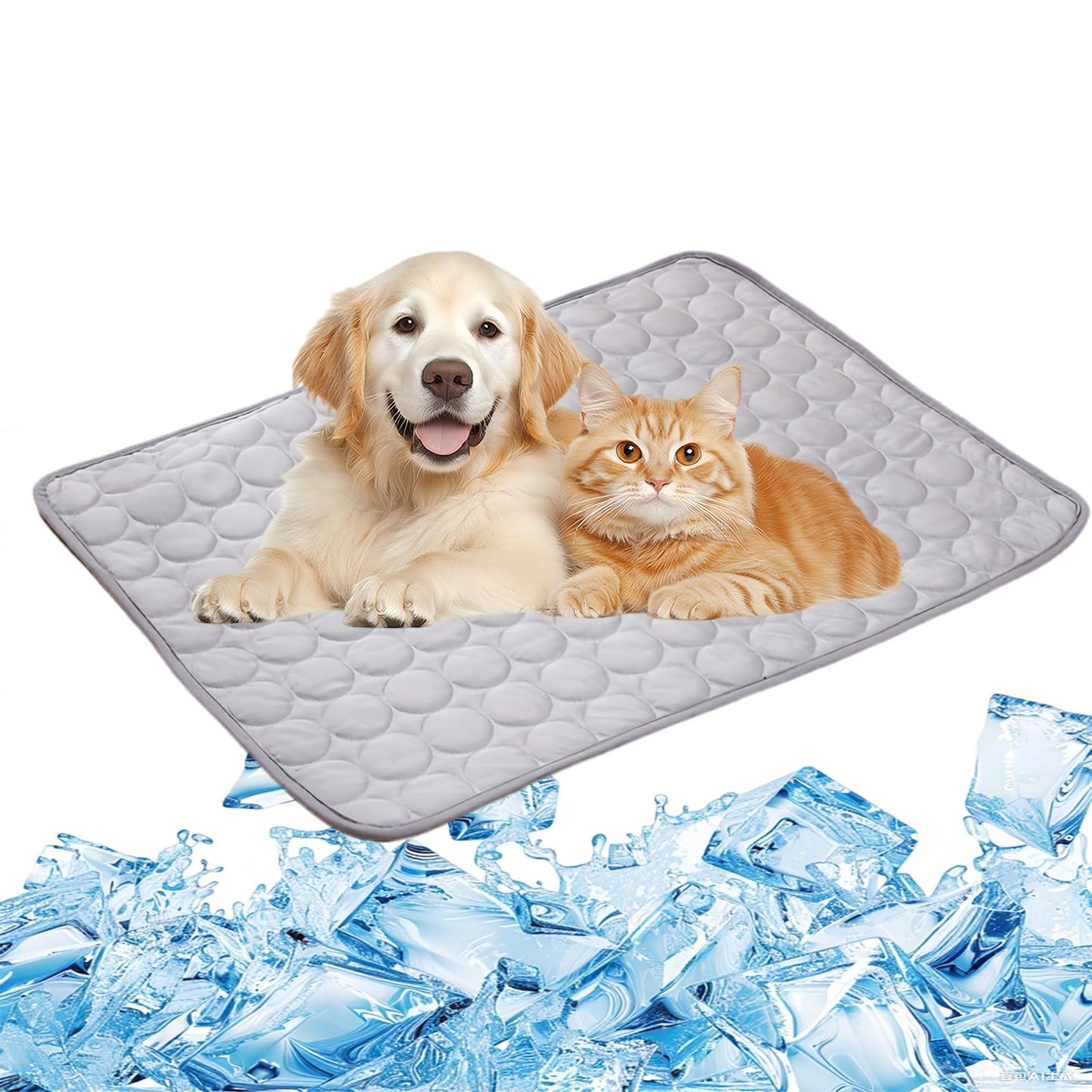 Dog Cooling Mat, Pet Cooling Mat for Cats, Cool Blanket or Large Dogs In Hot Summer, Durable Cool Pad Waterproof & Easy Clean. (Blue,M)