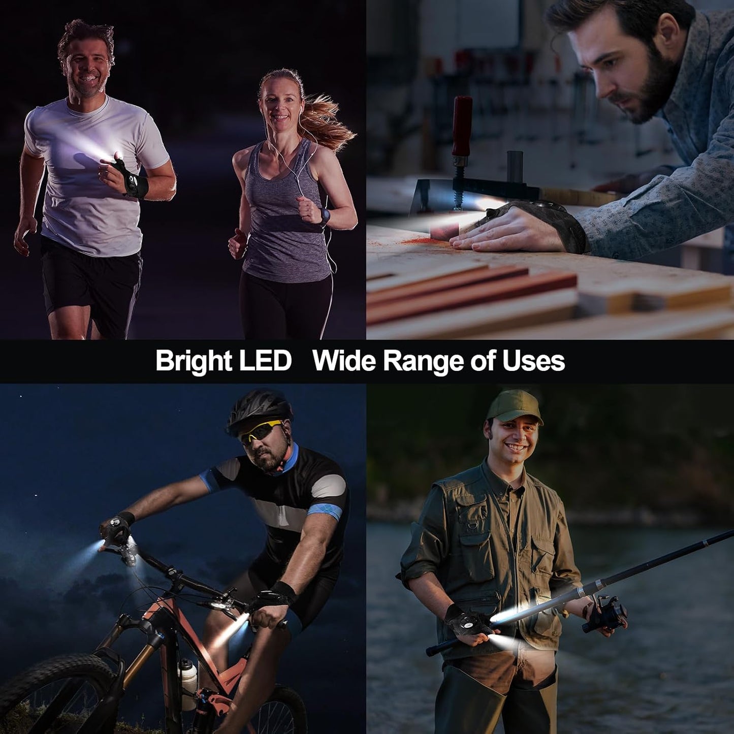 BIIB Gifts for Men, LED Gloves with Lights for Fishing, Birthday Gifts for Men Camping Accessories, Dad Gift for Him Gadgets Fishing Accessories, Mens Gift for Who Have Everything
