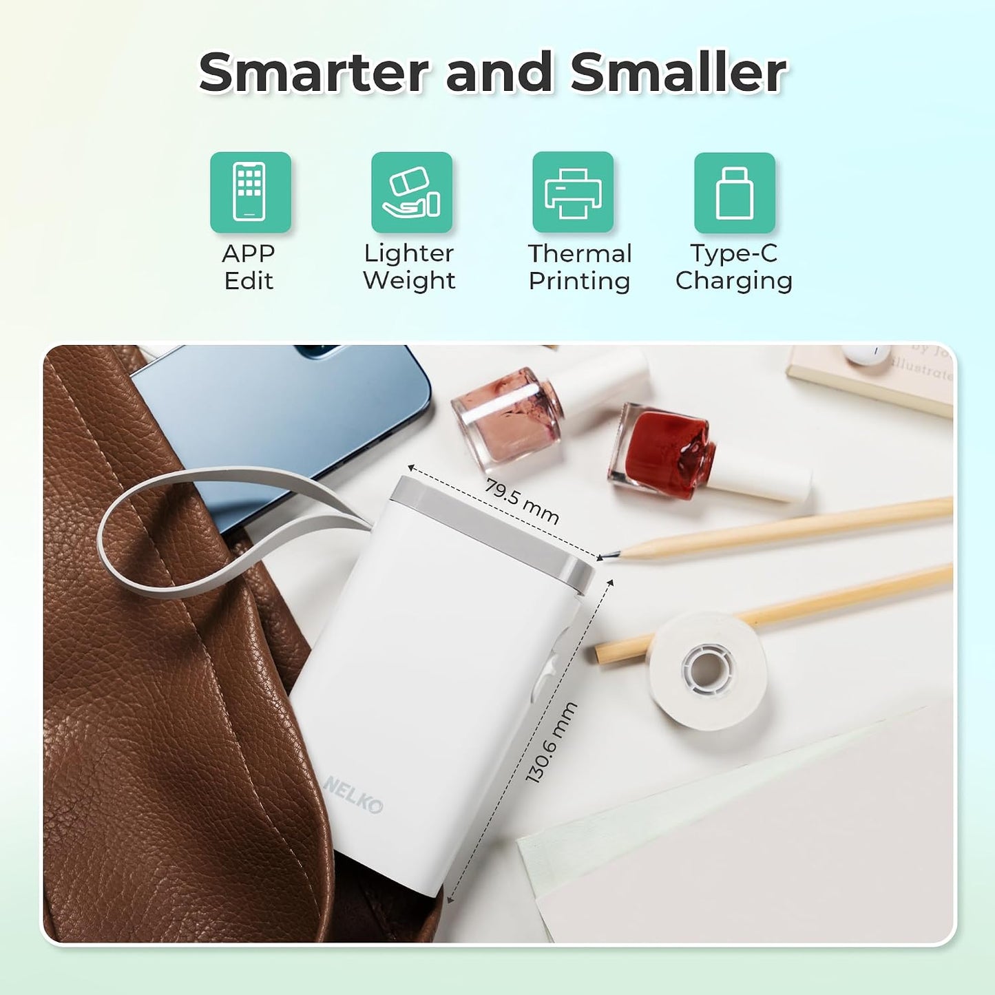 Nelko Label Maker P21 Portable Bluetooth Sticker Printer with Tape, Wireless Mini Label Makers for Organizing Storage Barcode Office Home, White