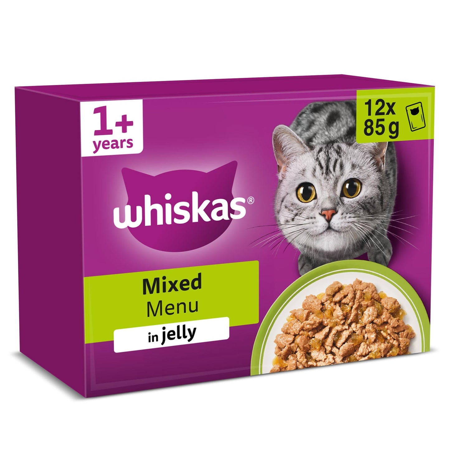 whiskas 1 plus Adult Mixed Selection in Jelly 84 Pouches, Adult Wet Cat Food, Megapack (84 x 85 g)