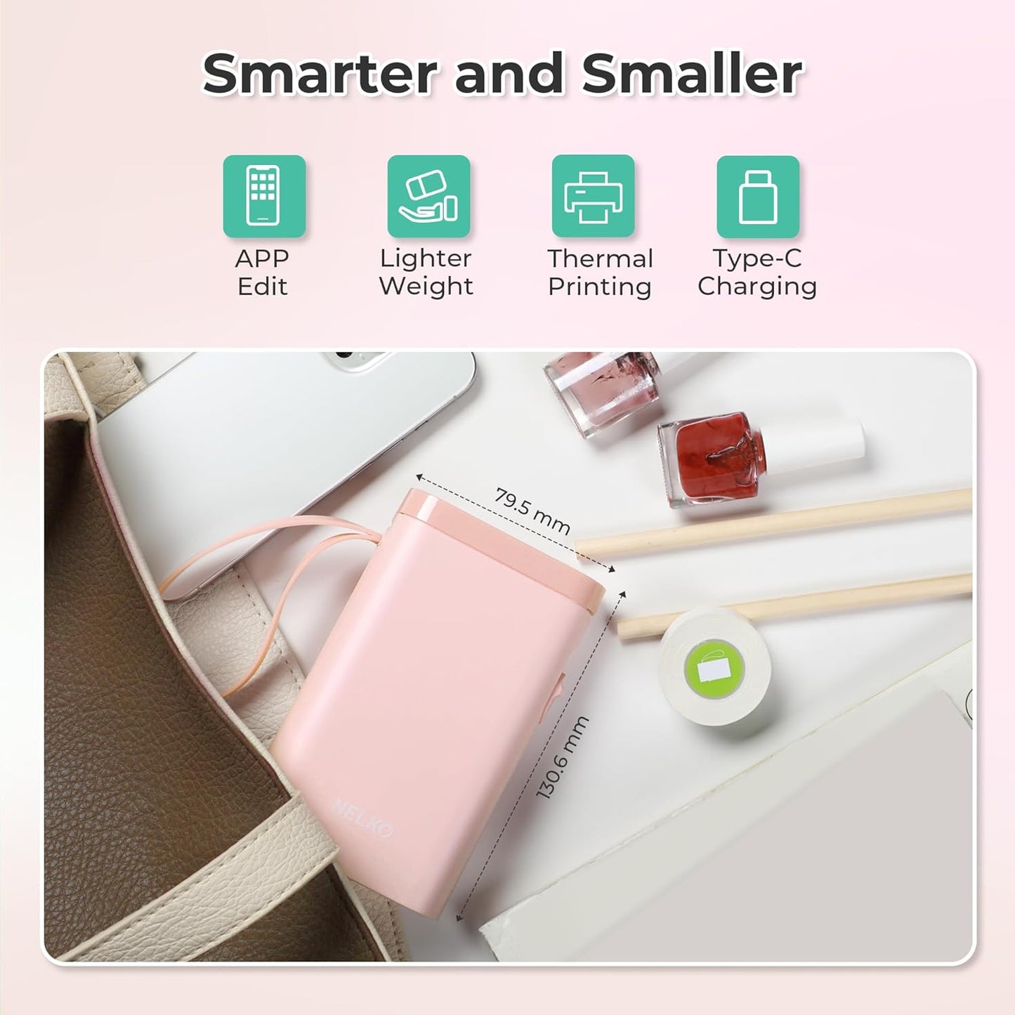 Nelko Label Maker P21 Portable Bluetooth Sticker Printer with Tape, Wireless Mini Label Makers for Organizing Storage Barcode Office Home, White