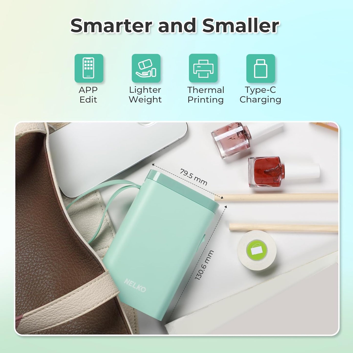 Nelko Label Maker P21 Portable Bluetooth Sticker Printer with Tape, Wireless Mini Label Makers for Organizing Storage Barcode Office Home, White