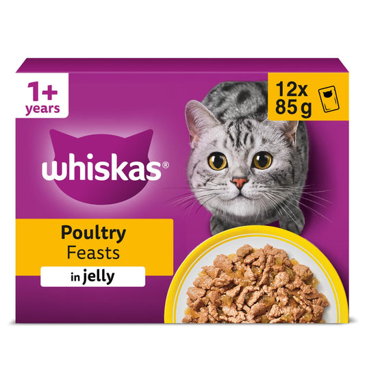 whiskas 1 plus Adult Mixed Selection in Jelly 84 Pouches, Adult Wet Cat Food, Megapack (84 x 85 g)