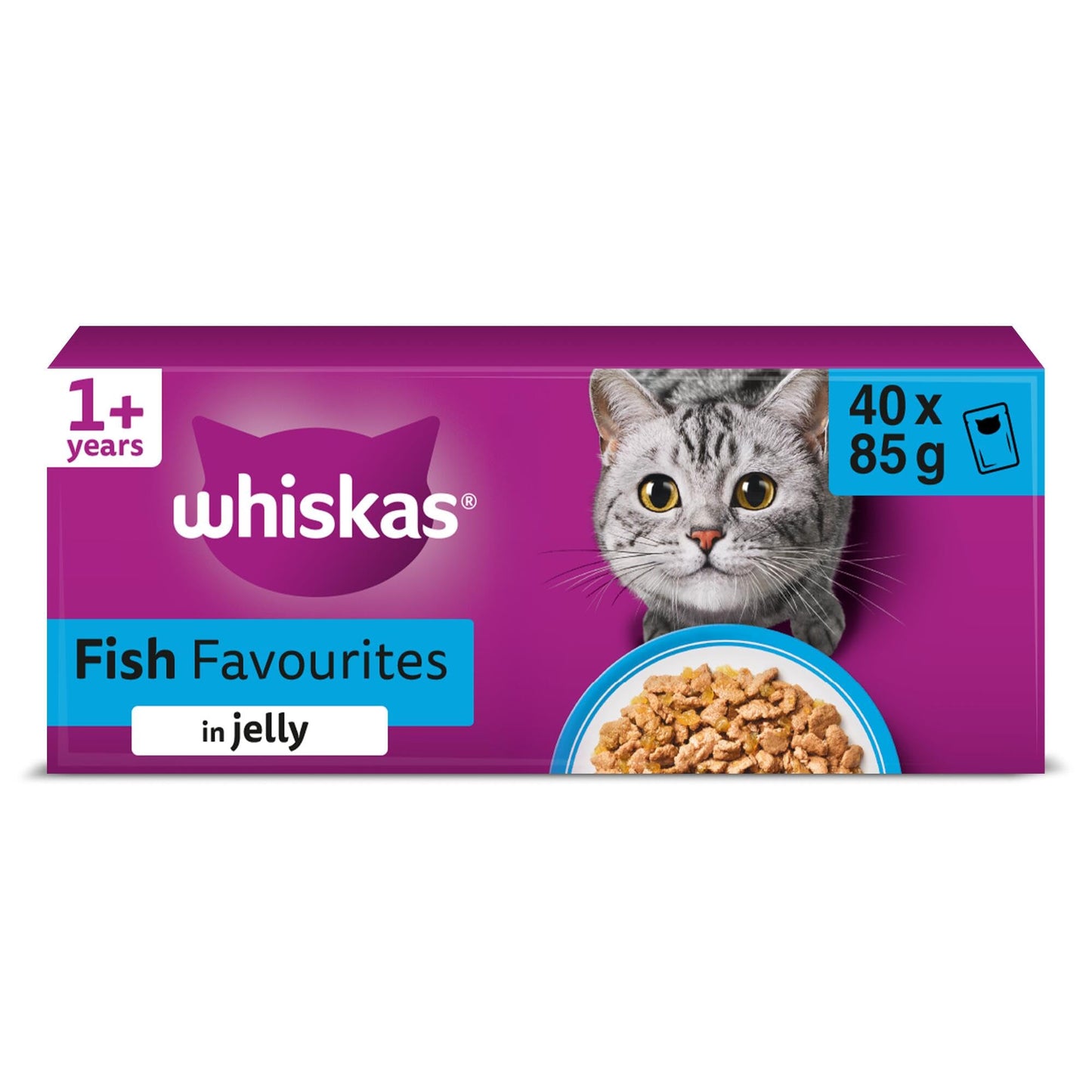 whiskas 1 plus Adult Mixed Selection in Jelly 84 Pouches, Adult Wet Cat Food, Megapack (84 x 85 g)