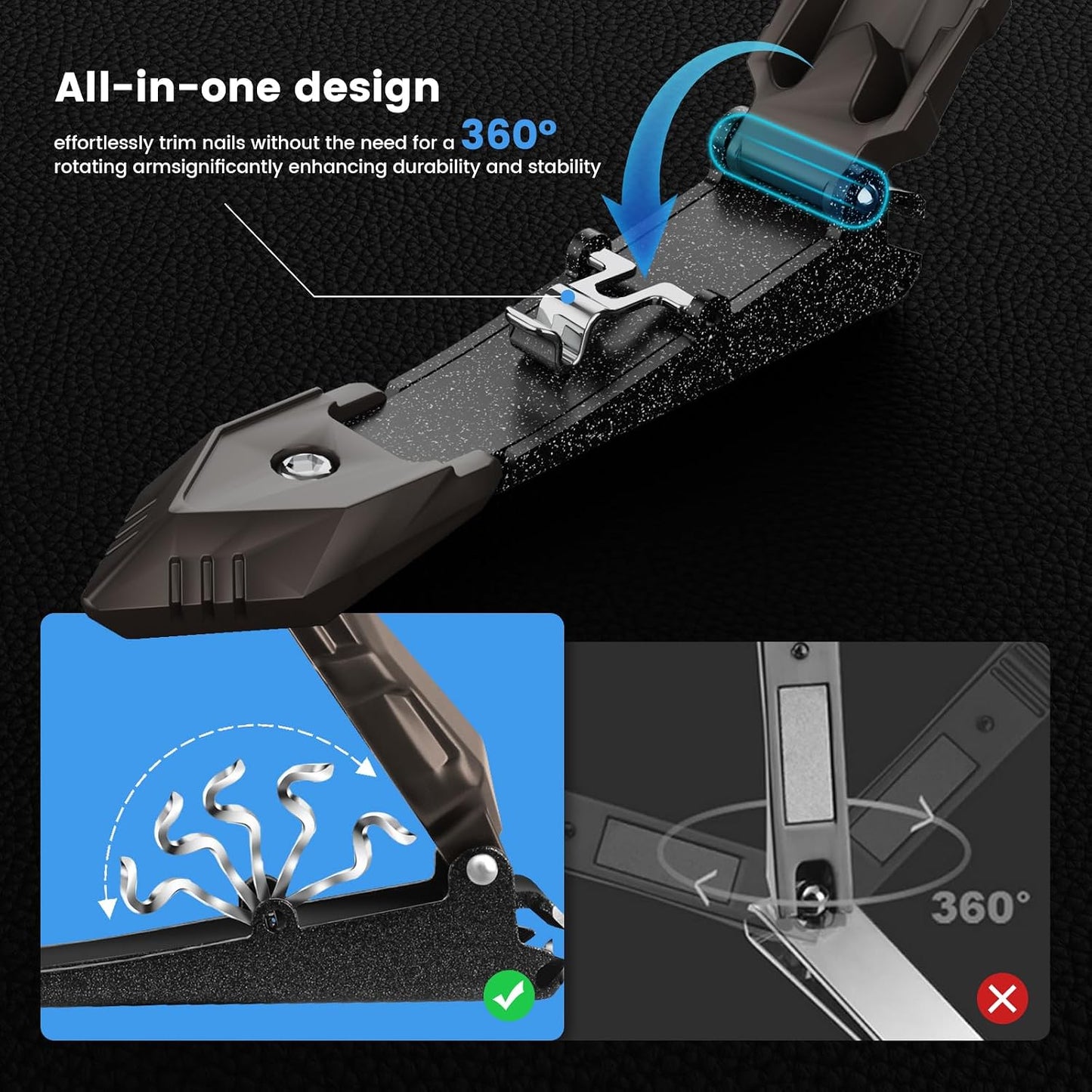 Nail Clippers for Men with Catcher – No Splash, Self-Collecting Premium Steel Nail Clippers for Fingernails & Toenails, Perfect Gifts for Him, Great Gadget & Stocking fillers for Men Gift