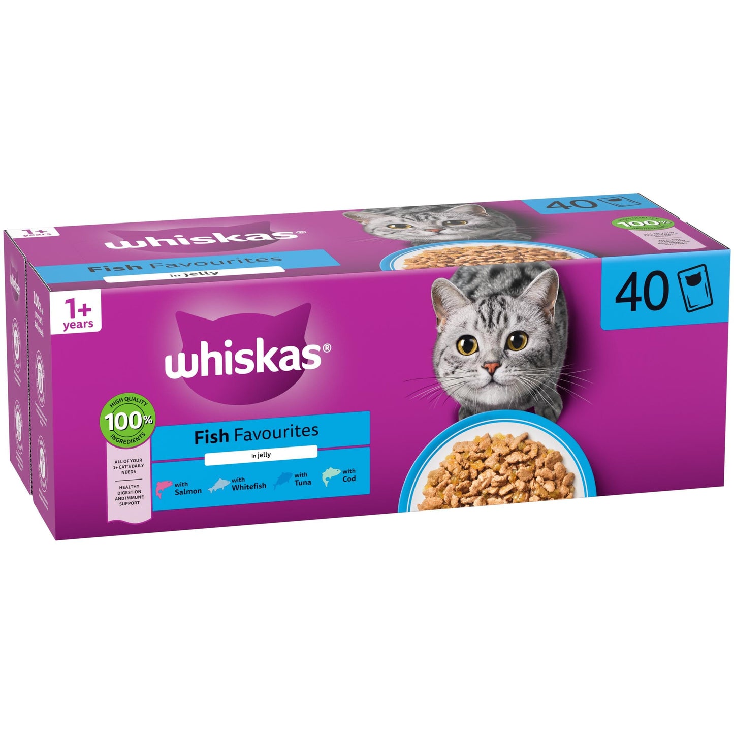 whiskas 1 plus Adult Mixed Selection in Jelly 84 Pouches, Adult Wet Cat Food, Megapack (84 x 85 g)