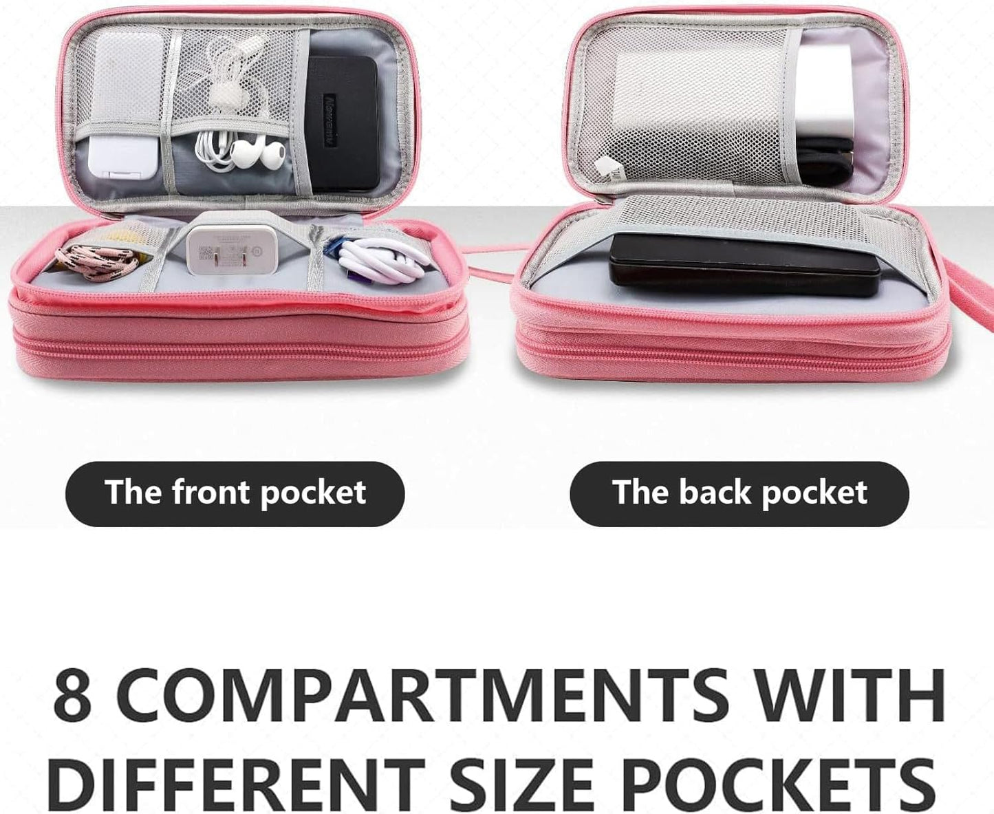 Teskyer Electronics Accessories Organiser Bag, Waterproof Cable Organiser Bag, Travel Gadget Bag, Holiday Essentials for Men Women, 8.5 x 5 Inch, Black