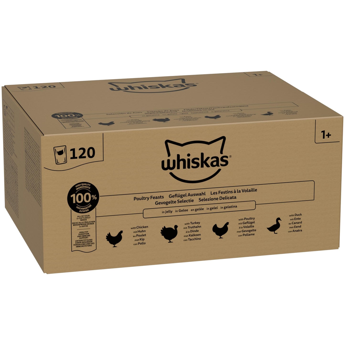 whiskas 1 plus Adult Mixed Selection in Jelly 84 Pouches, Adult Wet Cat Food, Megapack (84 x 85 g)