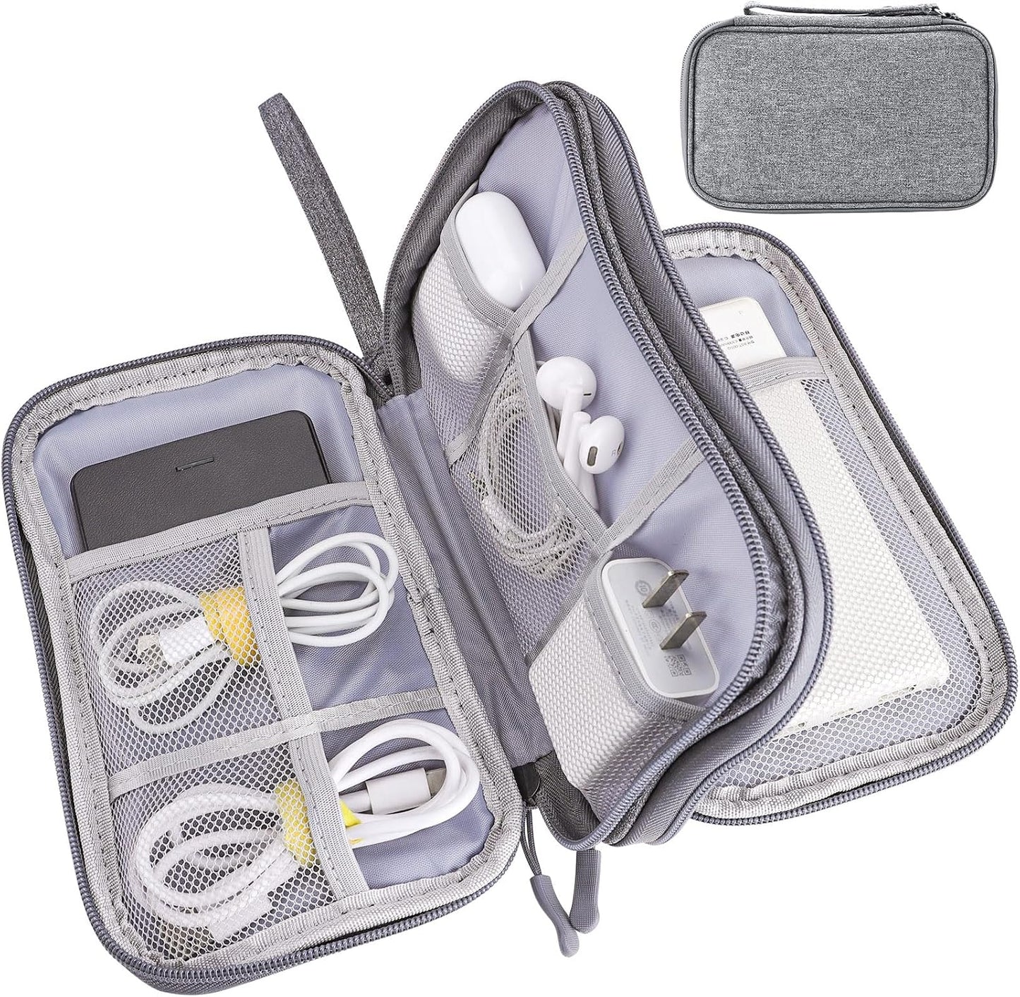 Teskyer Electronics Accessories Organiser Bag, Waterproof Cable Organiser Bag, Travel Gadget Bag, Holiday Essentials for Men Women, 8.5 x 5 Inch, Black