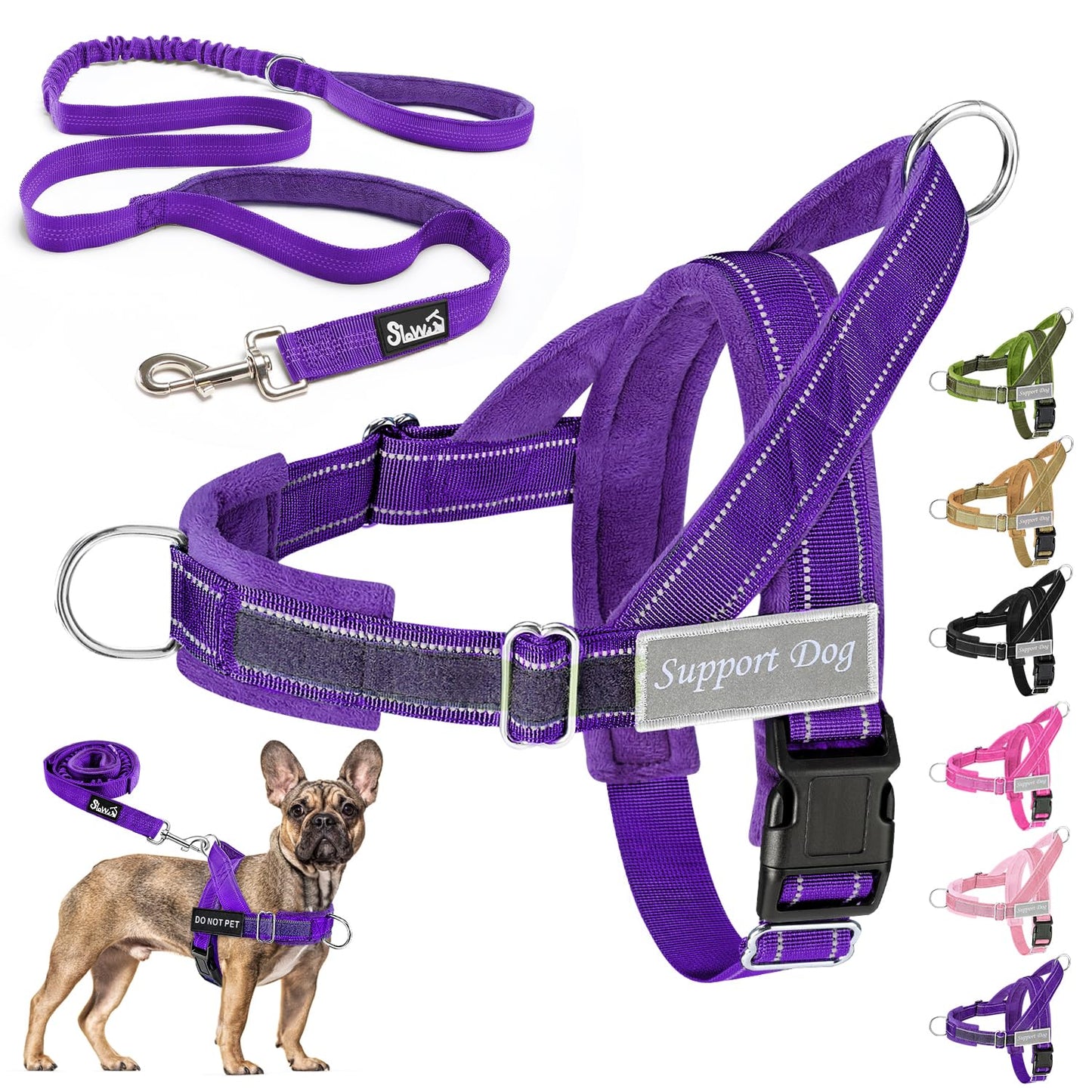 Eyein No Pull Harness for Dogs - Heavy Duty Soft Padded Pet Vest and Lead Set for Medium Large Dog, Adjustable Reflective Anti-pull with Front Clip for Walking Training(Black,L)