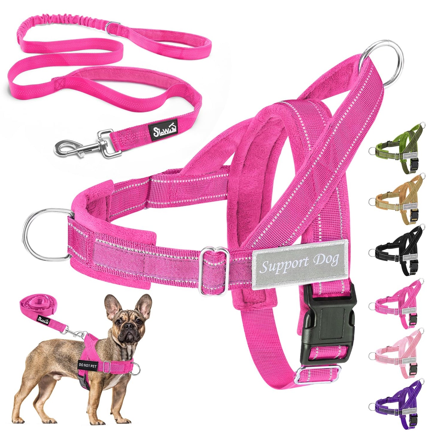 Eyein No Pull Harness for Dogs - Heavy Duty Soft Padded Pet Vest and Lead Set for Medium Large Dog, Adjustable Reflective Anti-pull with Front Clip for Walking Training(Black,L)