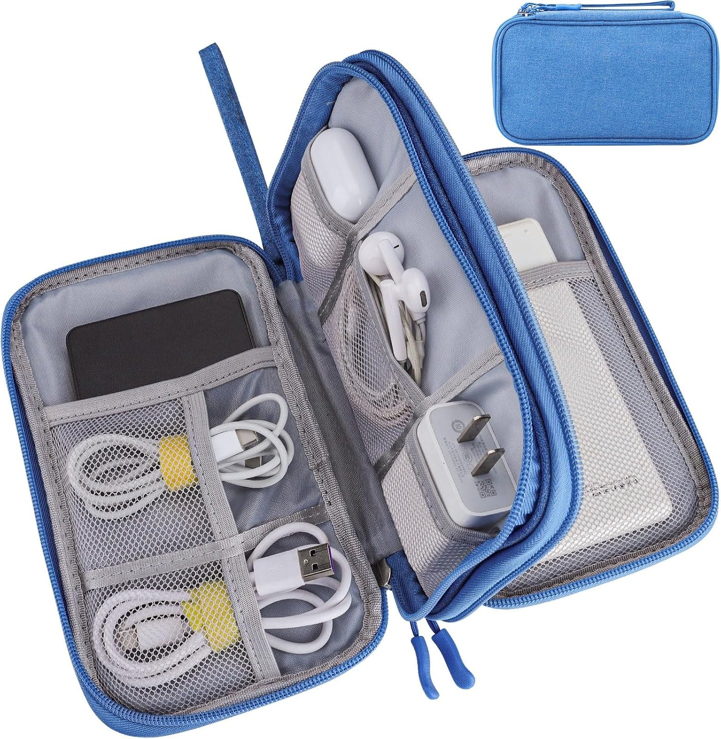Teskyer Electronics Accessories Organiser Bag, Waterproof Cable Organiser Bag, Travel Gadget Bag, Holiday Essentials for Men Women, 8.5 x 5 Inch, Black