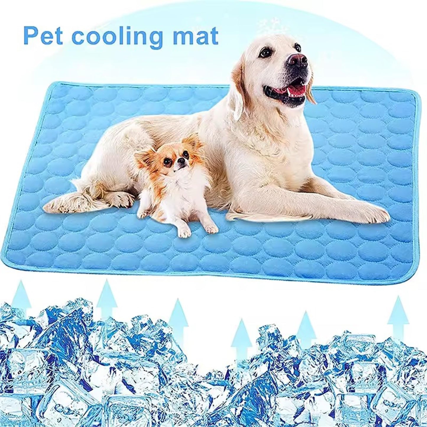 Dog Cooling Mat, Pet Cooling Mat for Cats, Cool Blanket or Large Dogs In Hot Summer, Durable Cool Pad Waterproof & Easy Clean. (Blue,M)