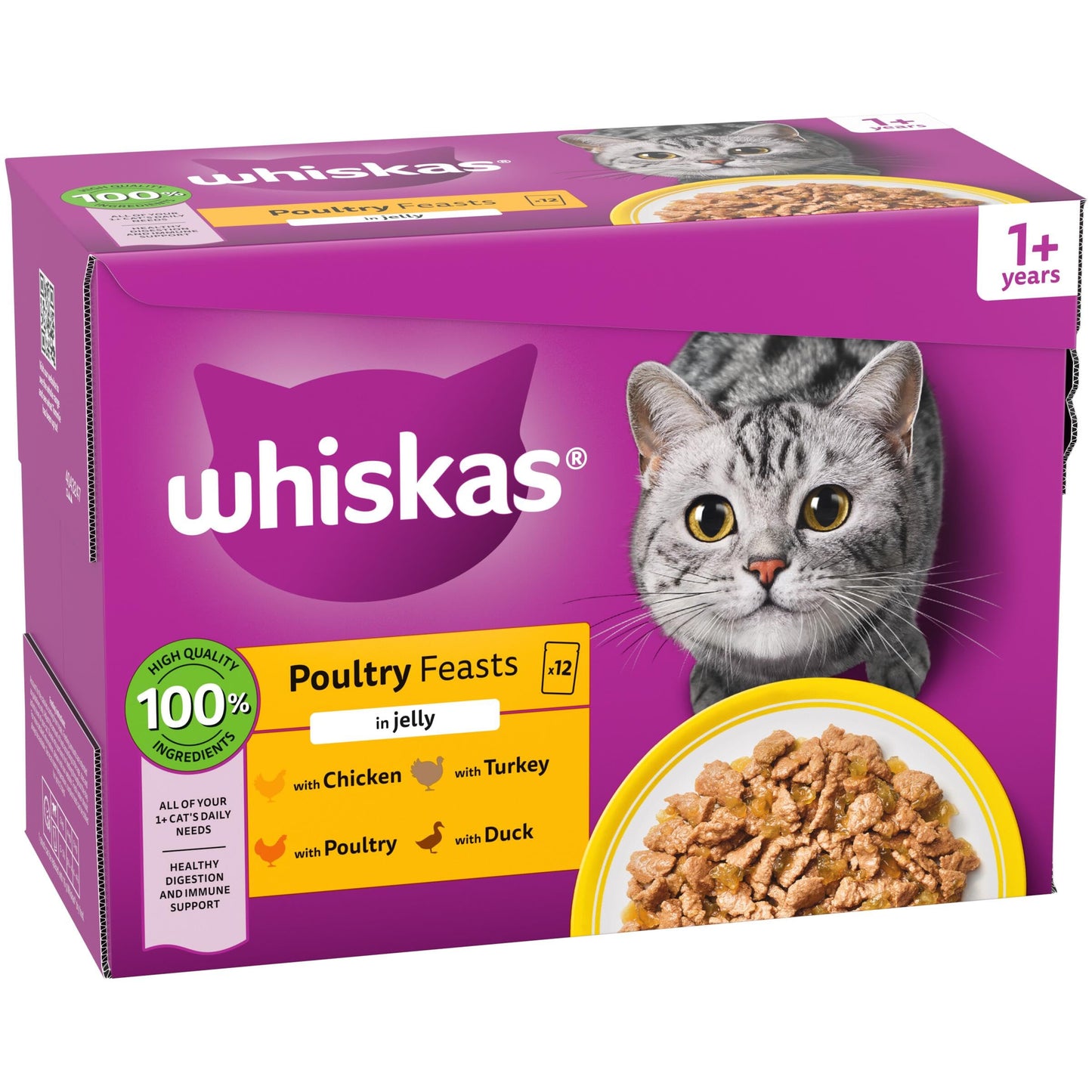 whiskas 1 plus Adult Mixed Selection in Jelly 84 Pouches, Adult Wet Cat Food, Megapack (84 x 85 g)