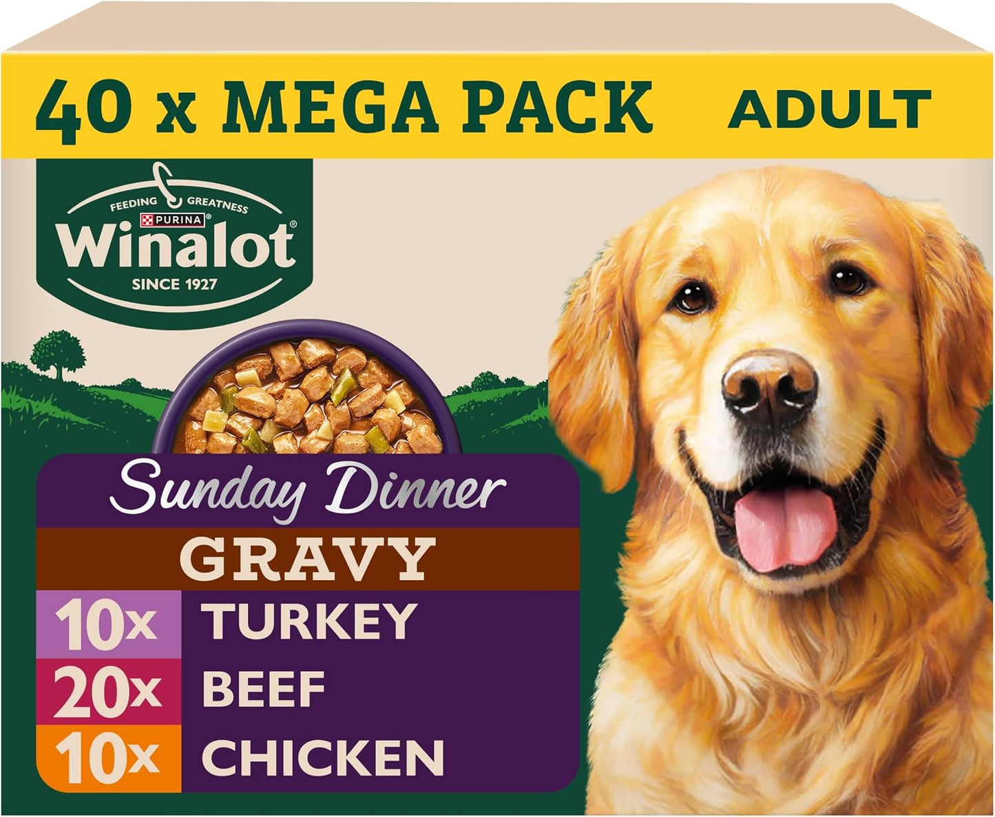 WINALOT Sunday Dinner Mixed in Gravy Wet Dog Food 40x100g