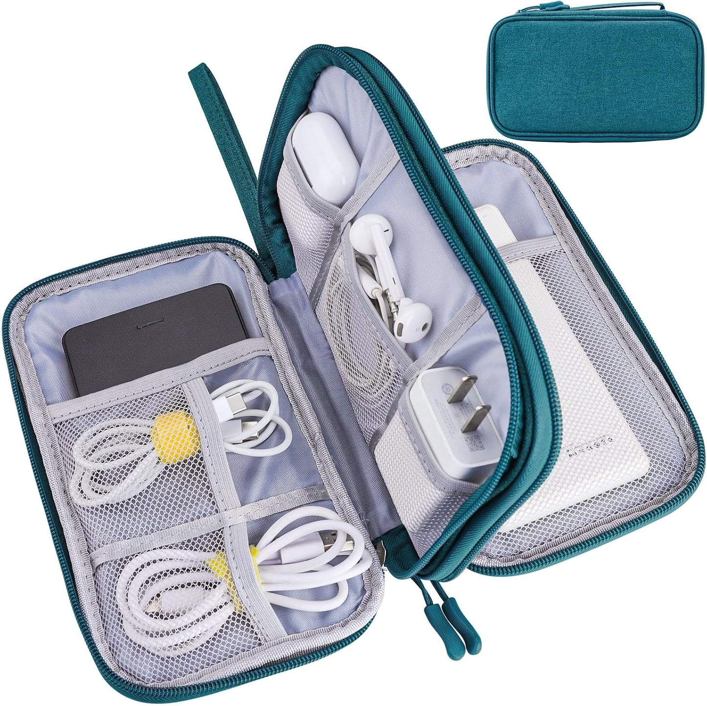 Teskyer Electronics Accessories Organiser Bag, Waterproof Cable Organiser Bag, Travel Gadget Bag, Holiday Essentials for Men Women, 8.5 x 5 Inch, Black