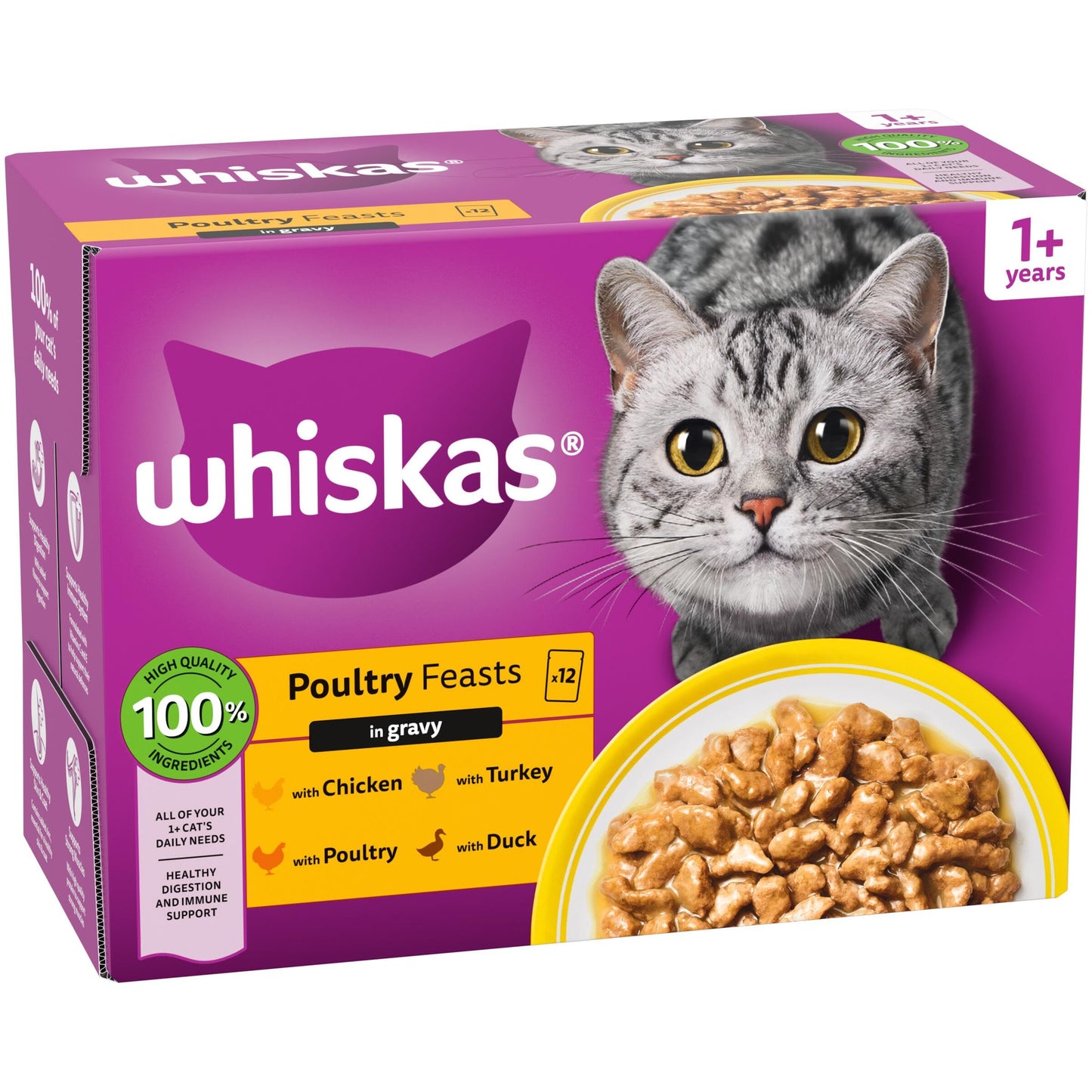 whiskas 1 plus Adult Mixed Selection in Jelly 84 Pouches, Adult Wet Cat Food, Megapack (84 x 85 g)