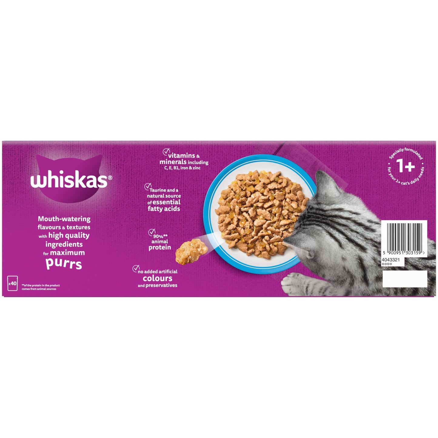 whiskas 1 plus Adult Mixed Selection in Jelly 84 Pouches, Adult Wet Cat Food, Megapack (84 x 85 g)