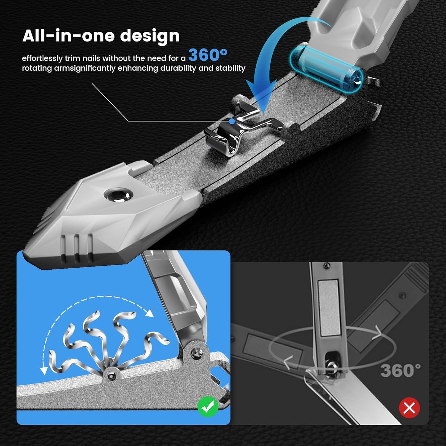 Nail Clippers for Men with Catcher – No Splash, Self-Collecting Premium Steel Nail Clippers for Fingernails & Toenails, Perfect Gifts for Him, Great Gadget & Stocking fillers for Men Gift