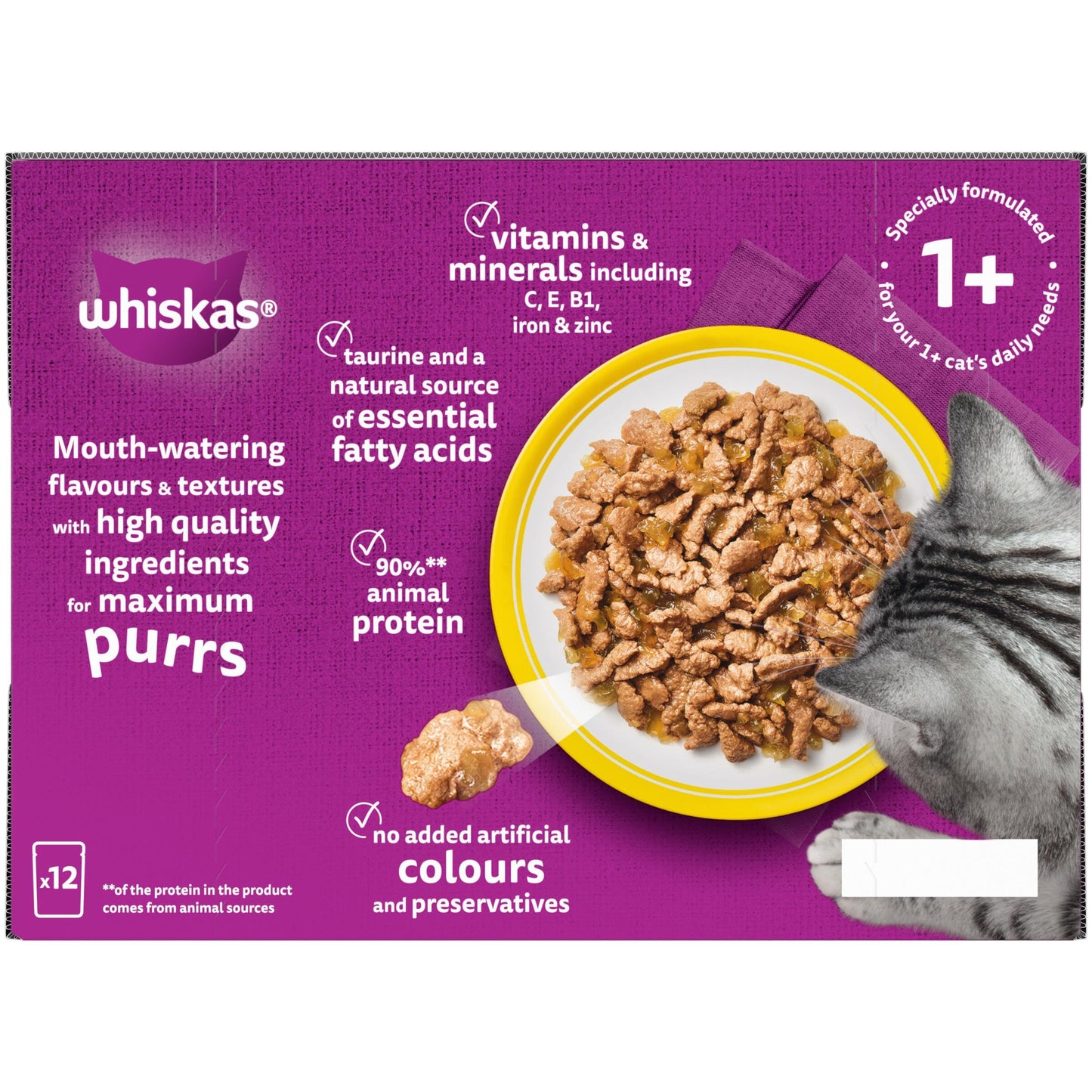 whiskas 1 plus Adult Mixed Selection in Jelly 84 Pouches, Adult Wet Cat Food, Megapack (84 x 85 g)