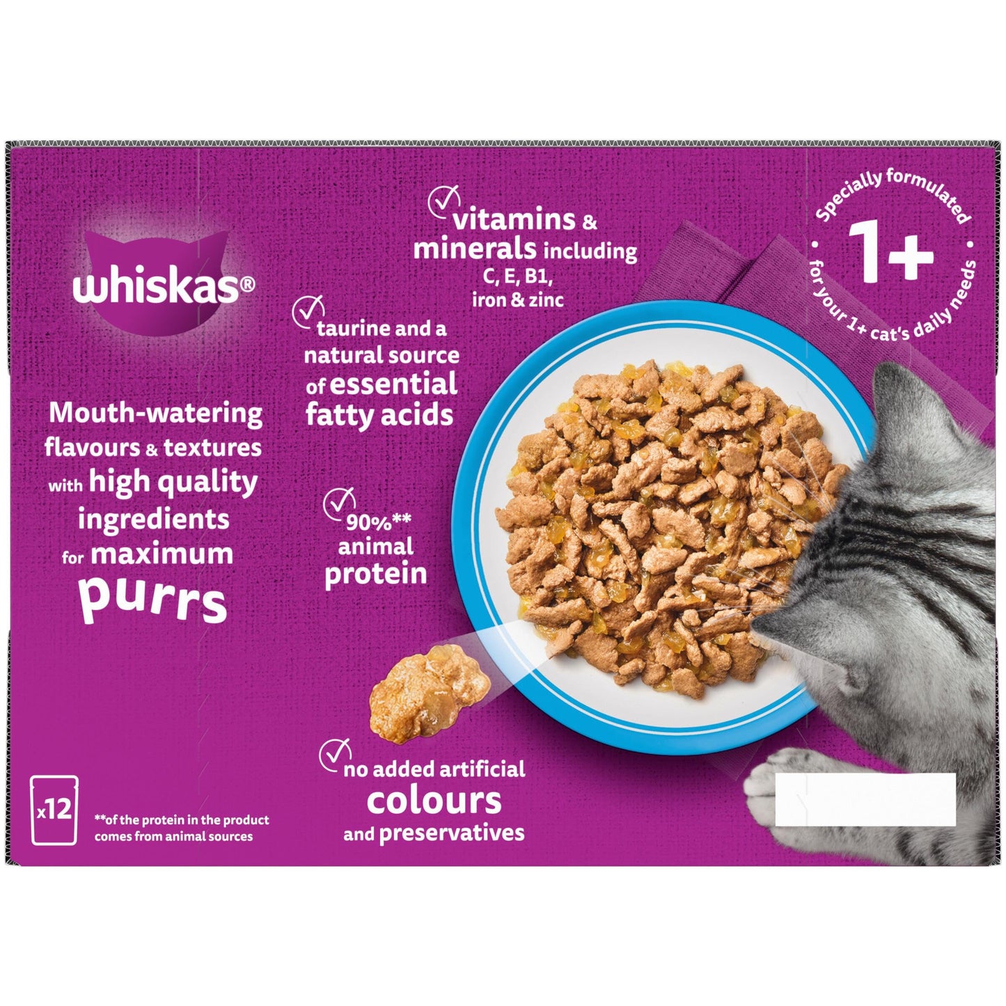 whiskas 1 plus Adult Mixed Selection in Jelly 84 Pouches, Adult Wet Cat Food, Megapack (84 x 85 g)